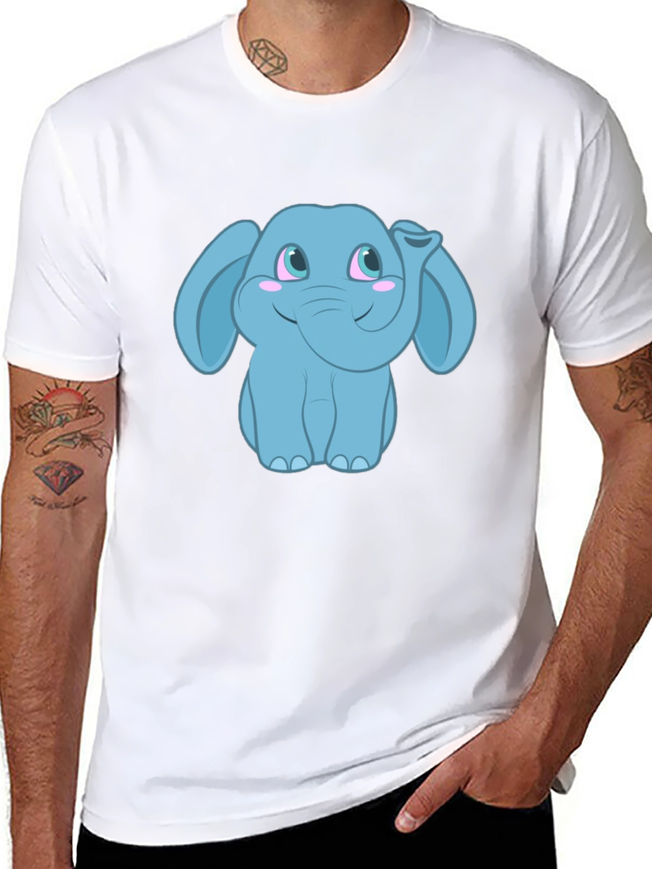 Cute Cartoon Elephant Graphic T-Shirt - Unisex