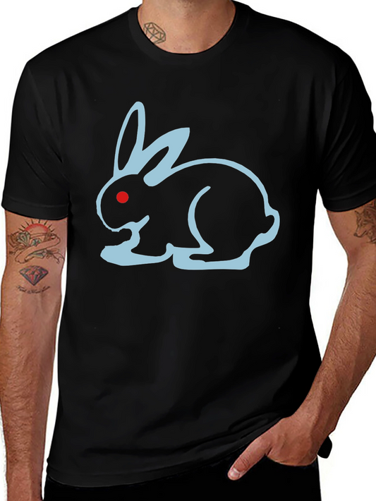 Black T-Shirt with Blue Bunny Design
