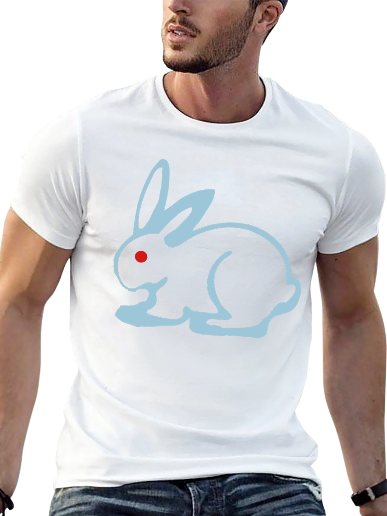 Black T-Shirt with Blue Bunny Design