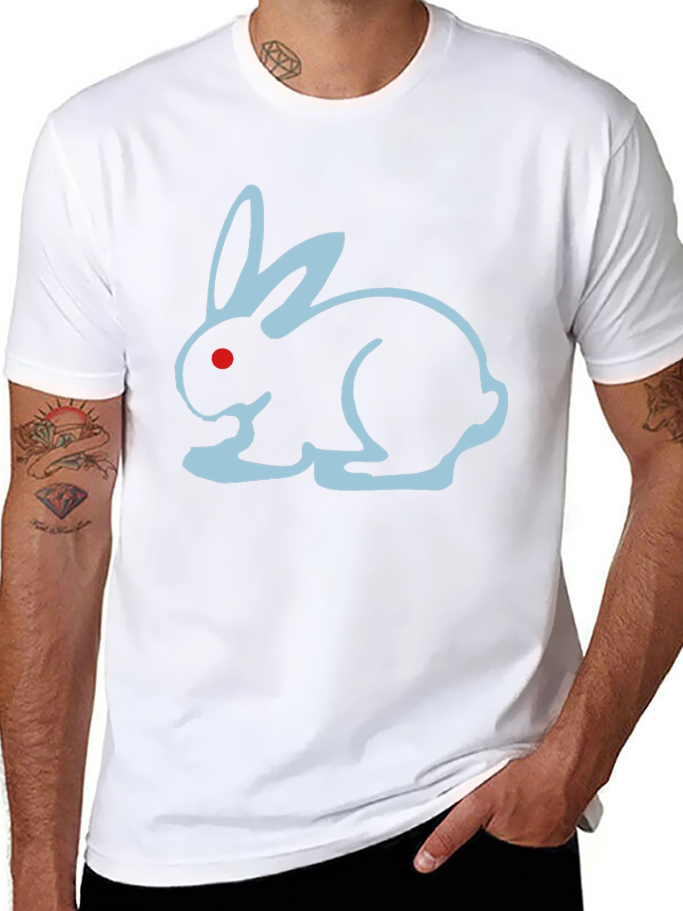Black T-Shirt with Blue Bunny Design