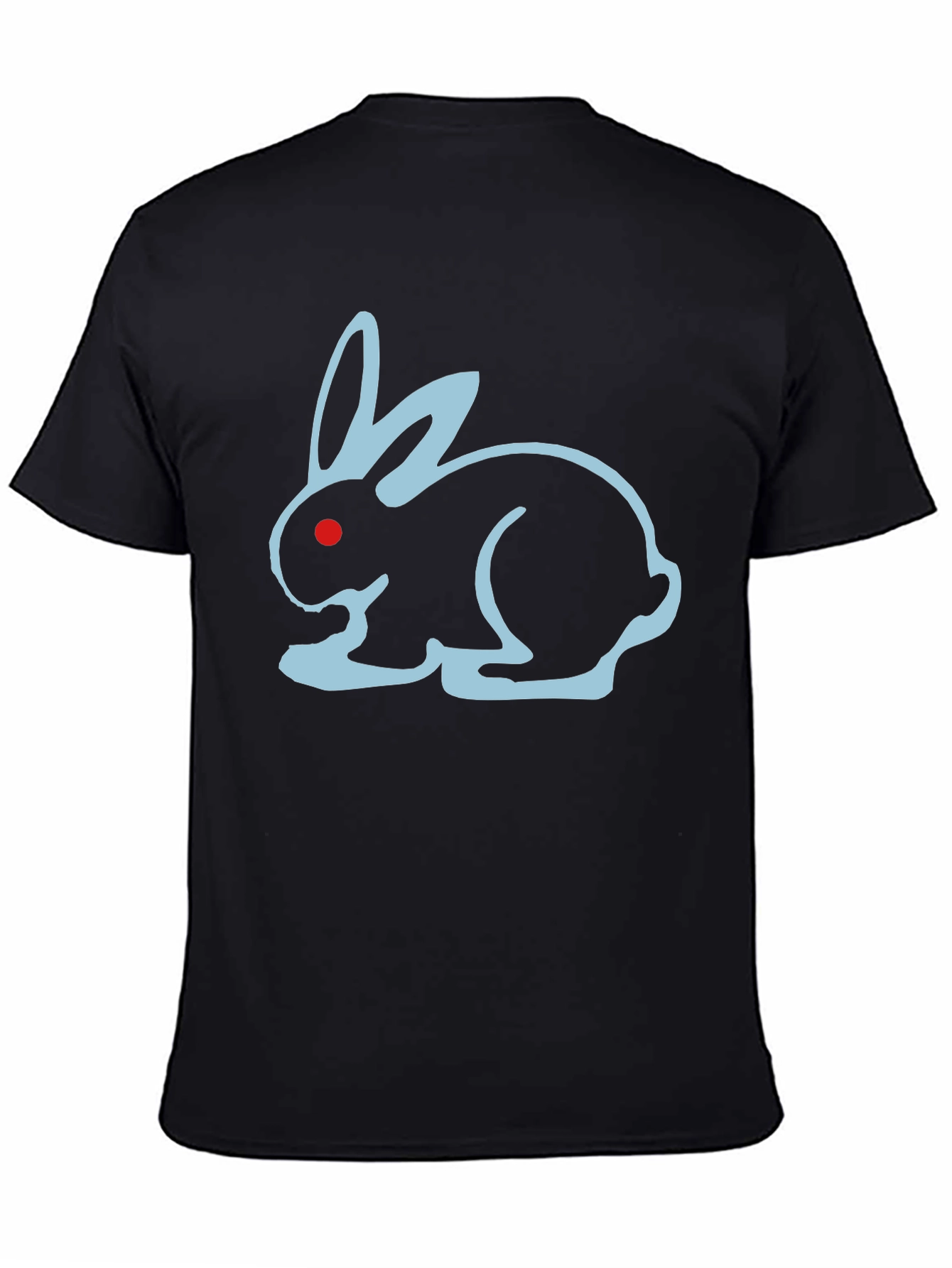 Black T-Shirt with Blue Bunny Design