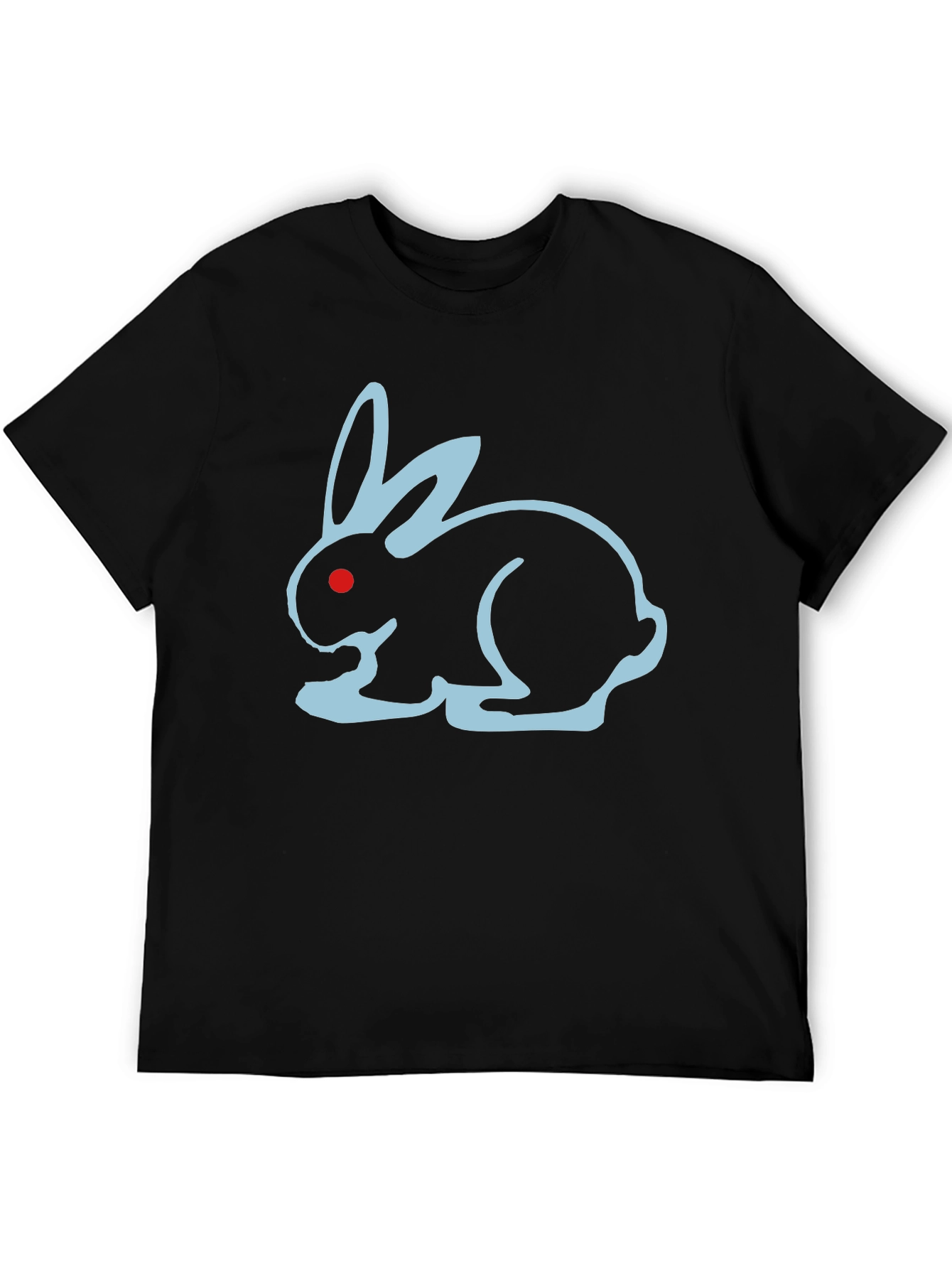 Black T-Shirt with Blue Bunny Design