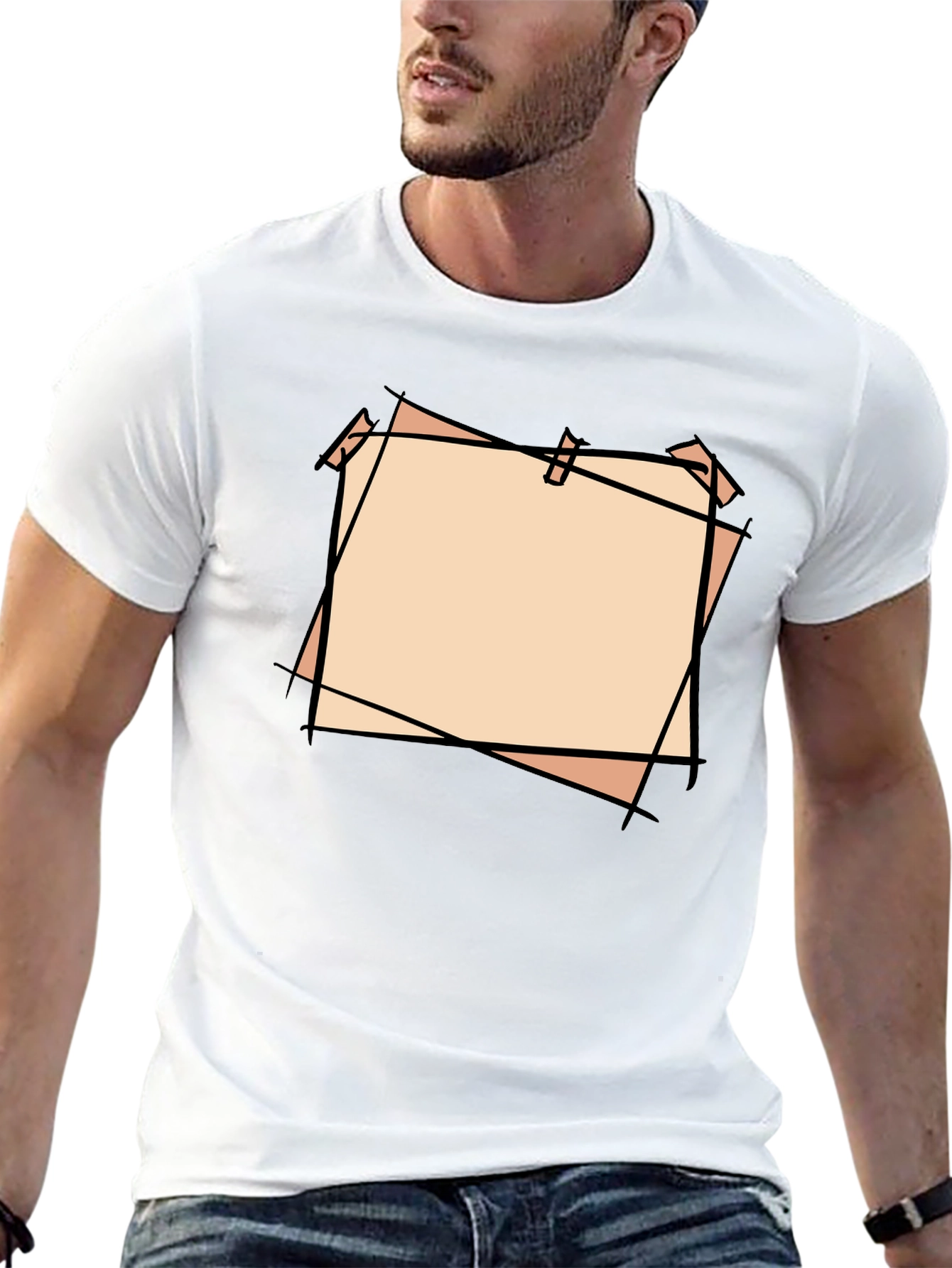 Black T-Shirt with Blank Peach Note Design