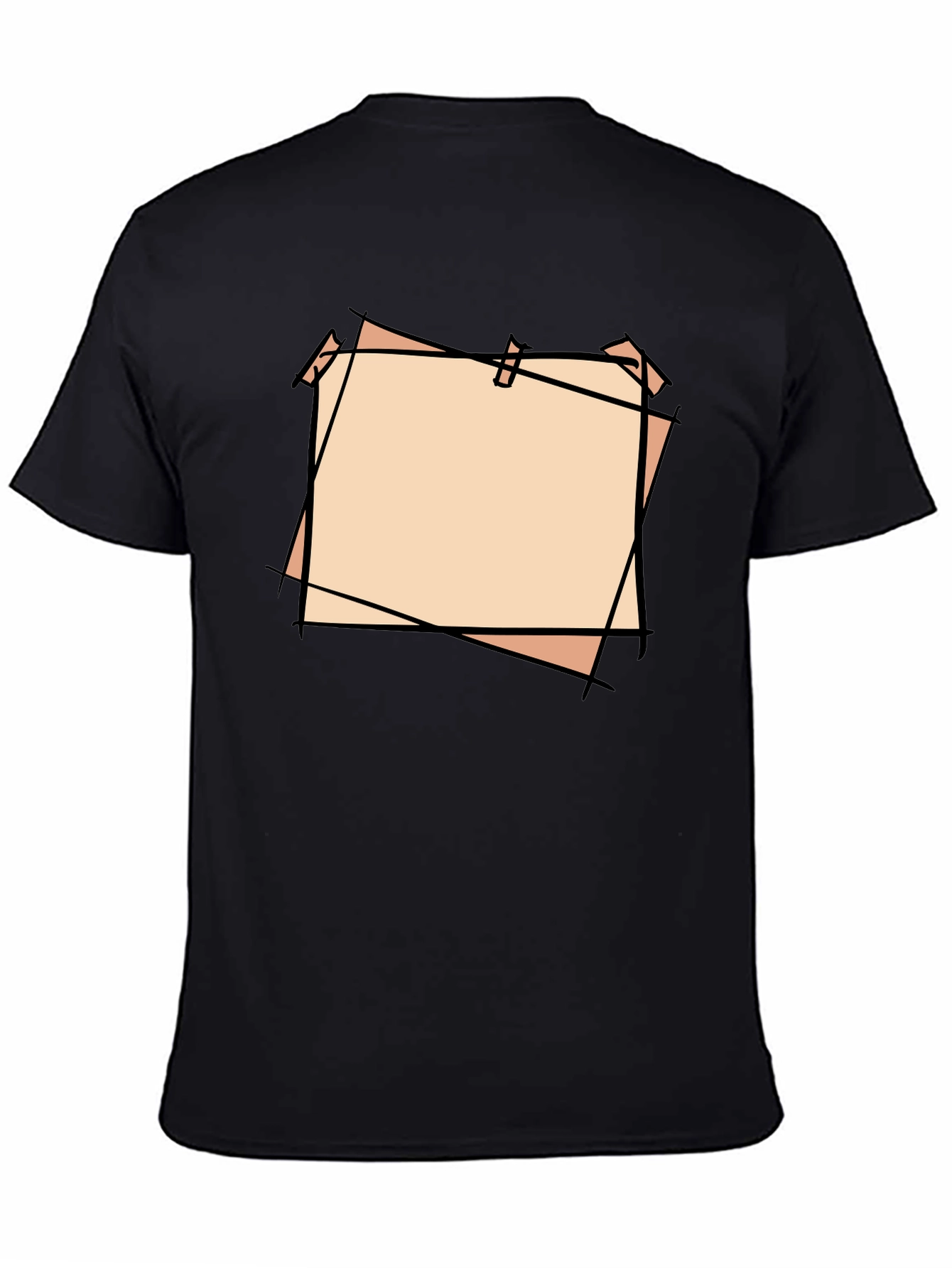 Black T-Shirt with Blank Peach Note Design