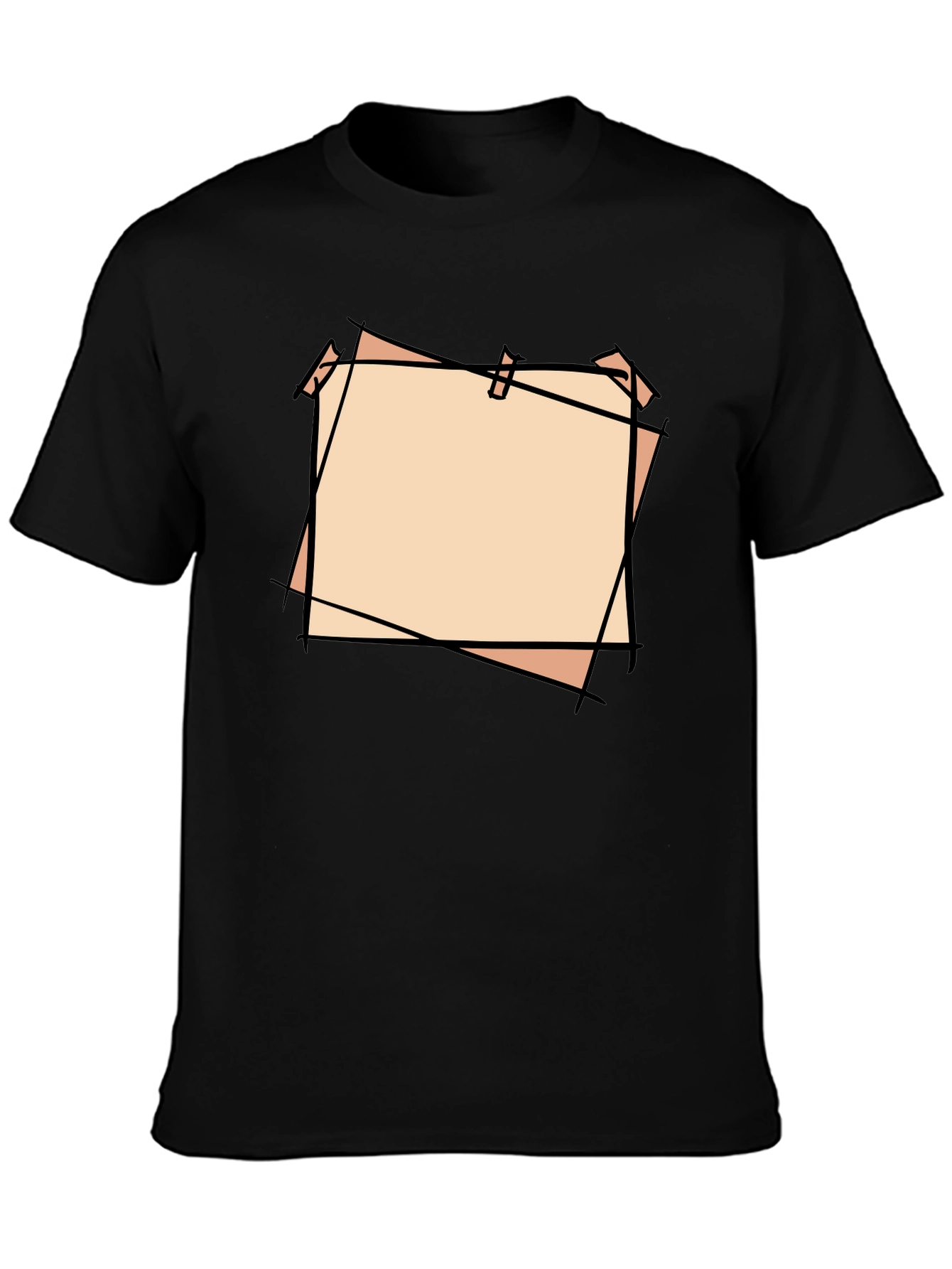 Black T-Shirt with Blank Peach Note Design