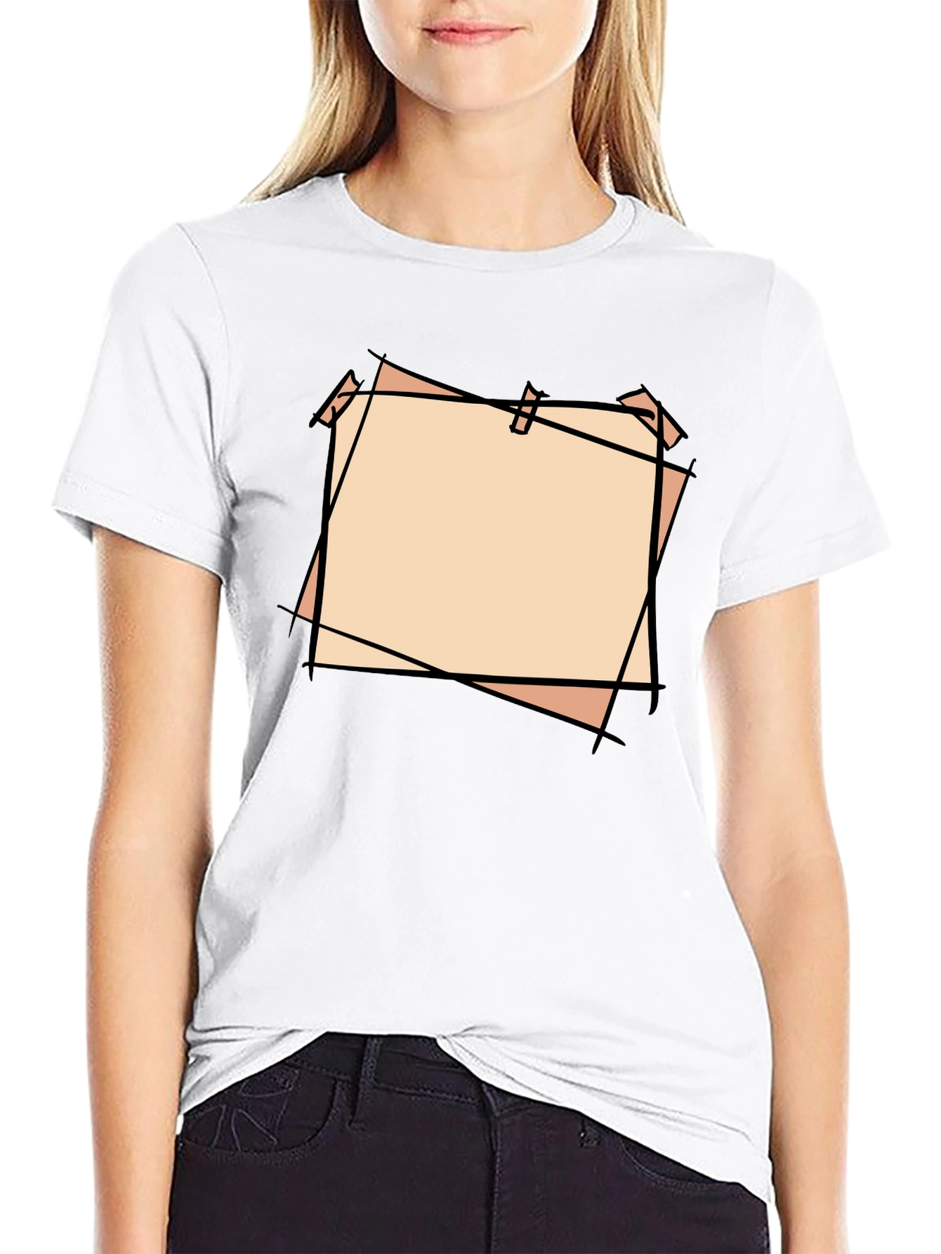 Black T-Shirt with Blank Peach Note Design
