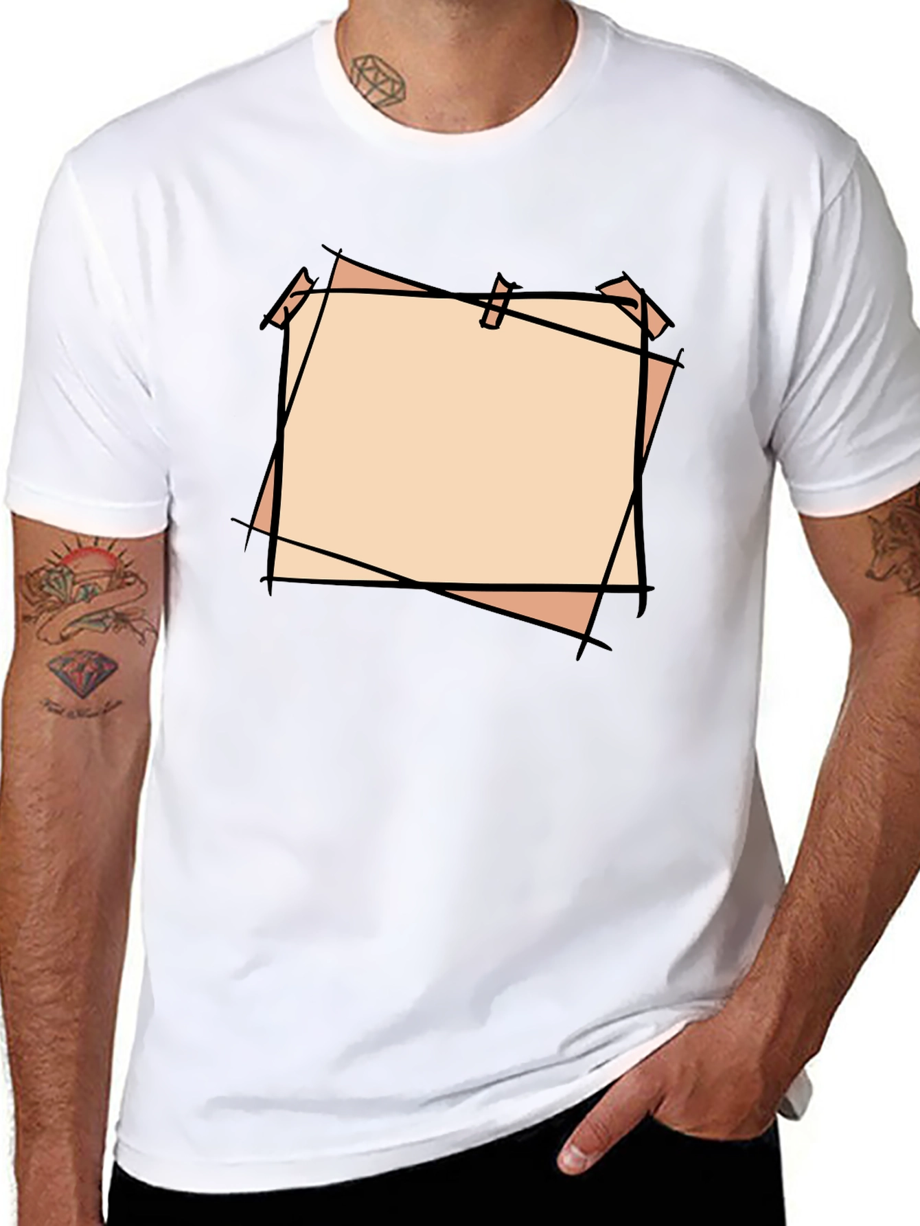 Black T-Shirt with Blank Peach Note Design