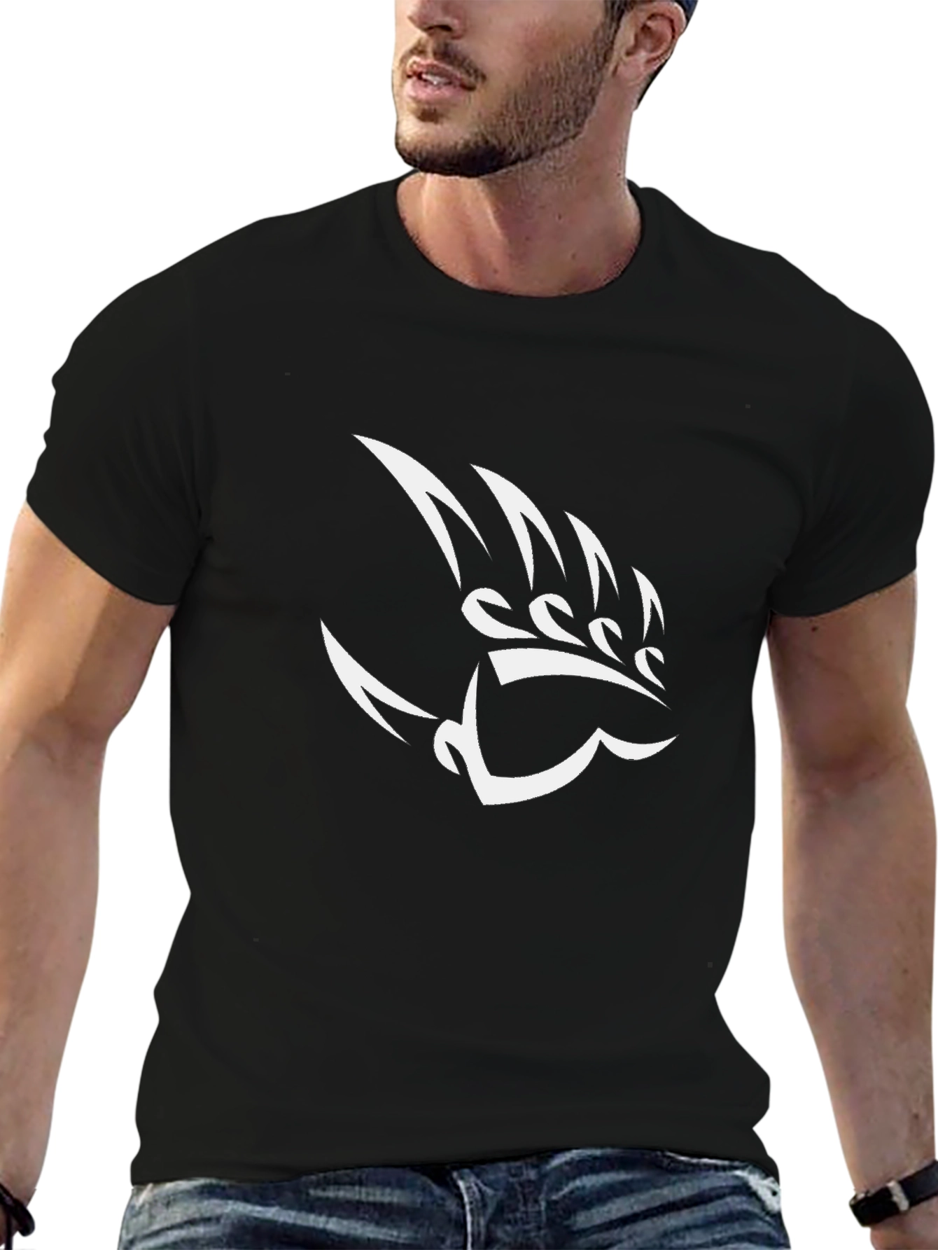 Black T-Shirt with Tribal Bear Claw Design