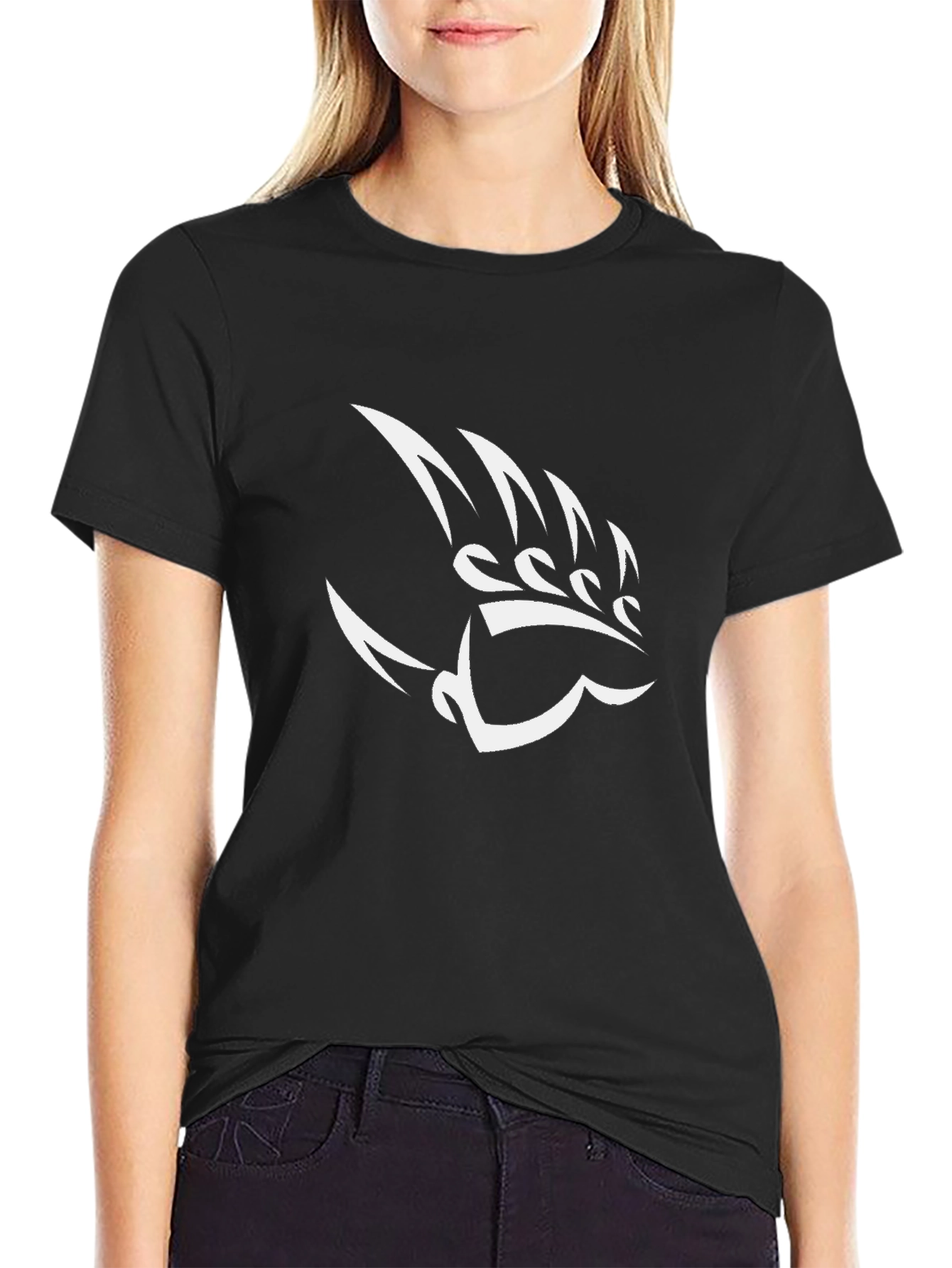Black T-Shirt with Tribal Bear Claw Design