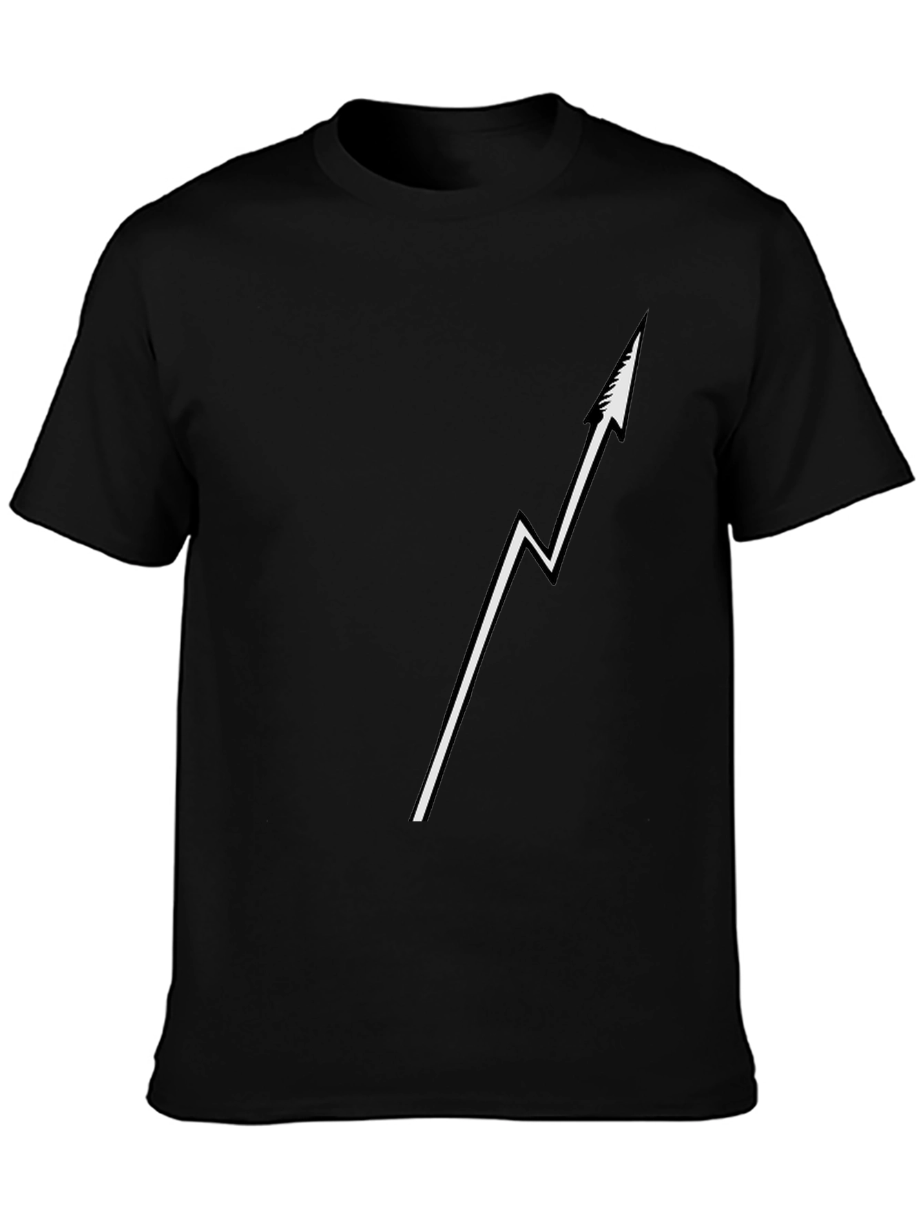 Modern Lightning Bolt Arrow Graphic Black T-Shirt