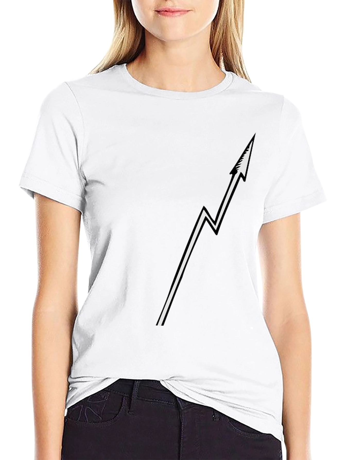 Modern Lightning Bolt Arrow Graphic Black T-Shirt