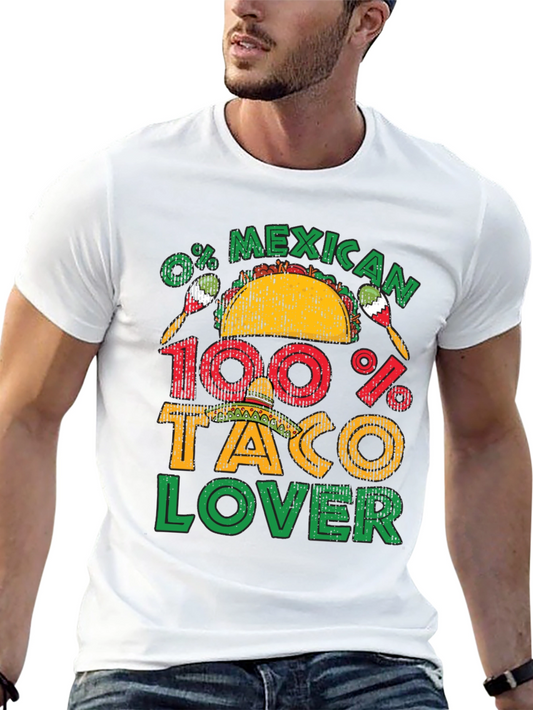 0% Mexican 100% Taco Lover Black Graphic T-Shirt