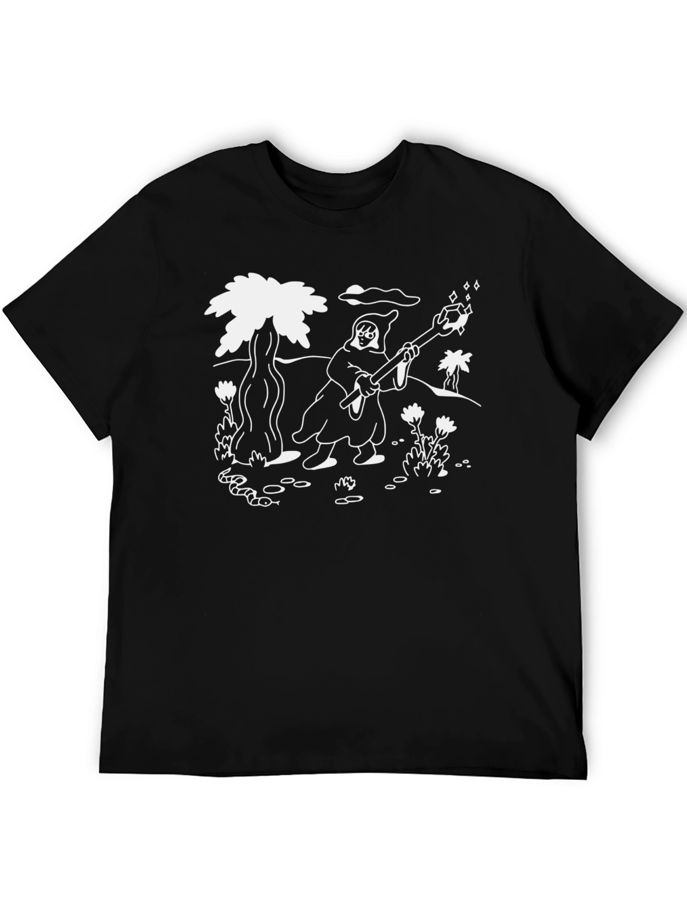Wizard Graphic Print Black T-Shirt