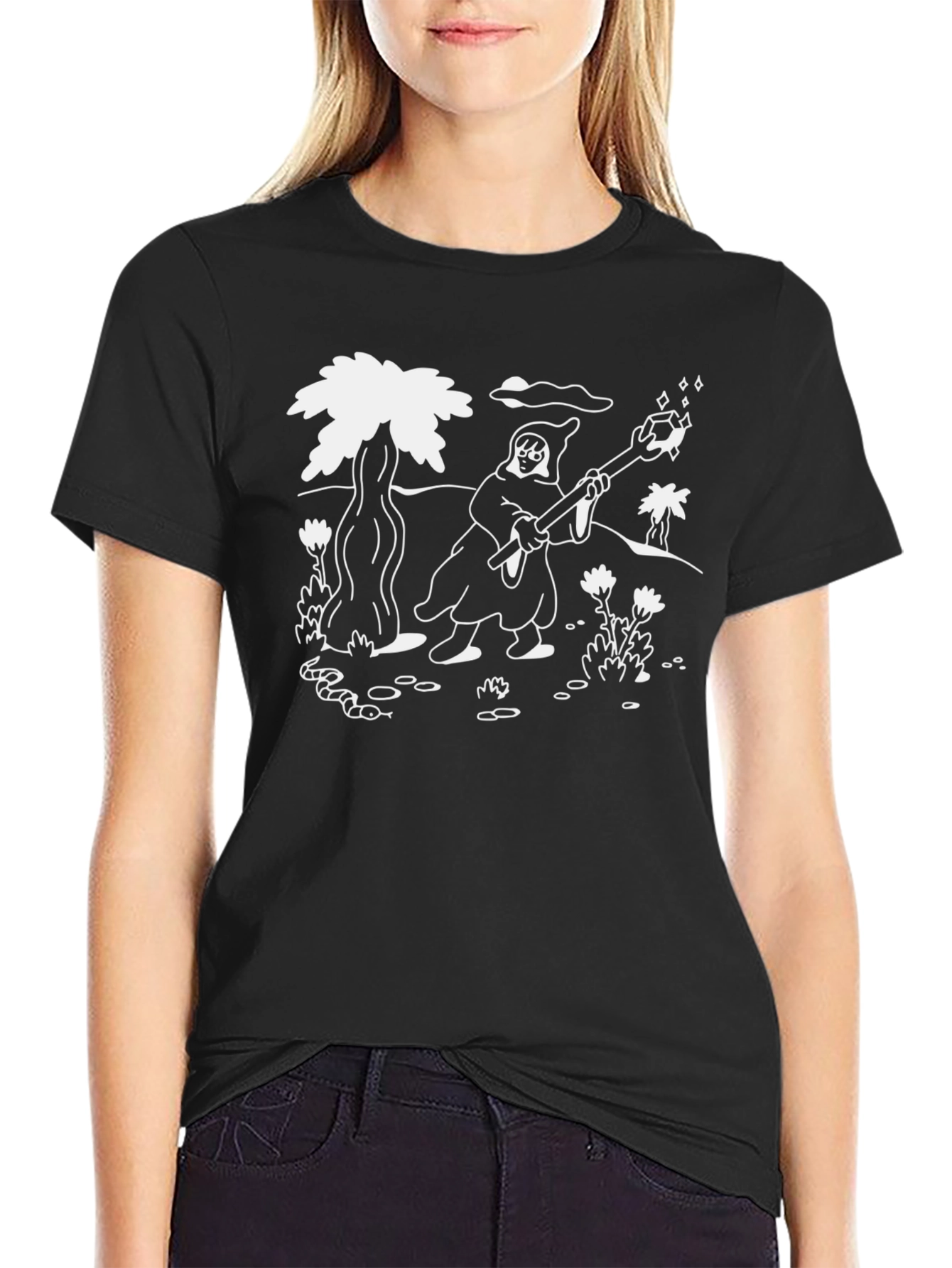 Wizard Graphic Print Black T-Shirt