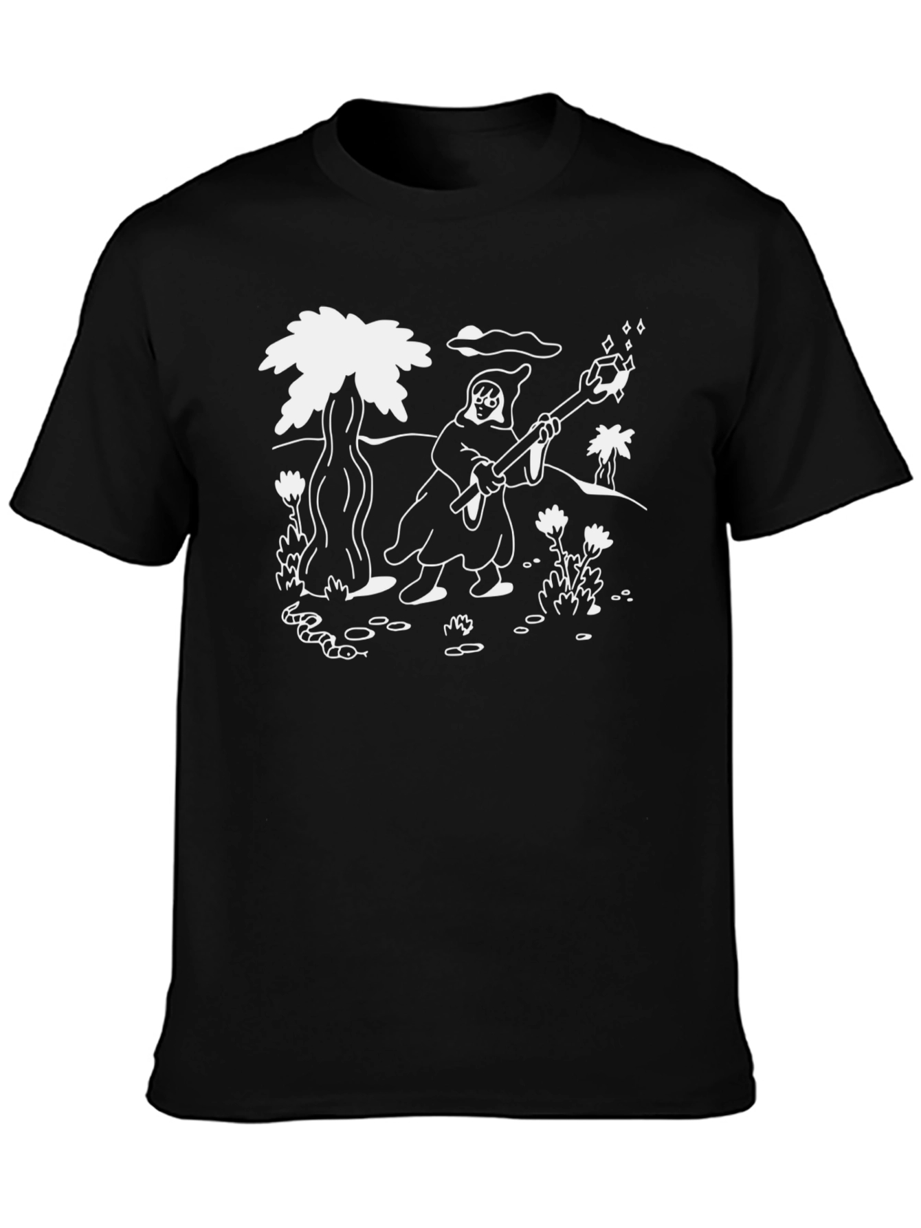 Wizard Graphic Print Black T-Shirt