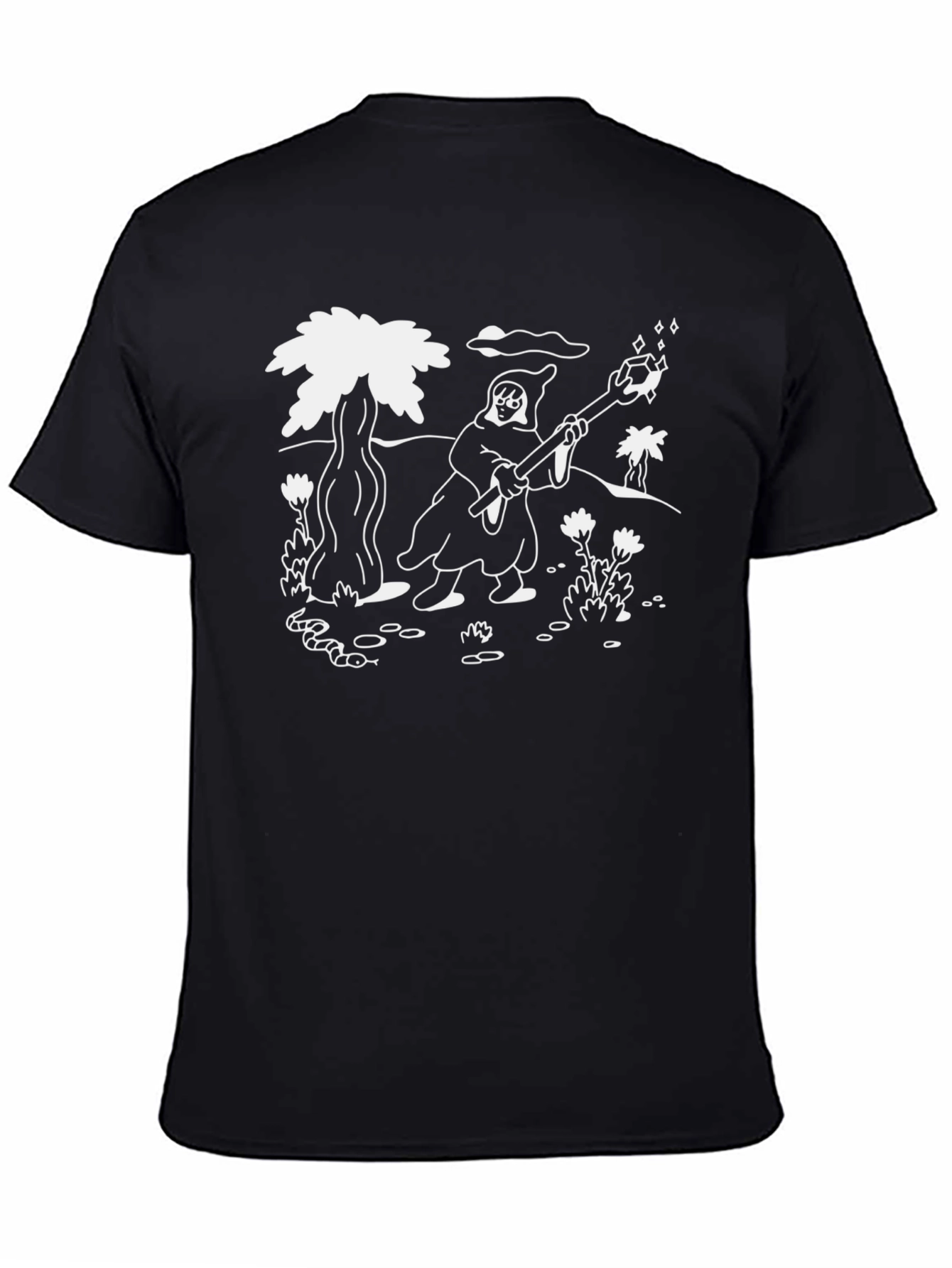 Wizard Graphic Print Black T-Shirt