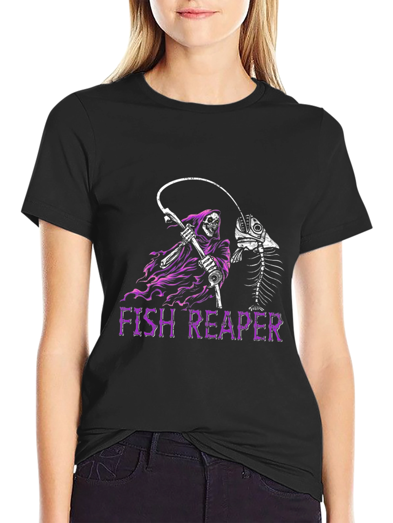 Fish Reaper Graphic T-Shirt - Dark Humor Tee