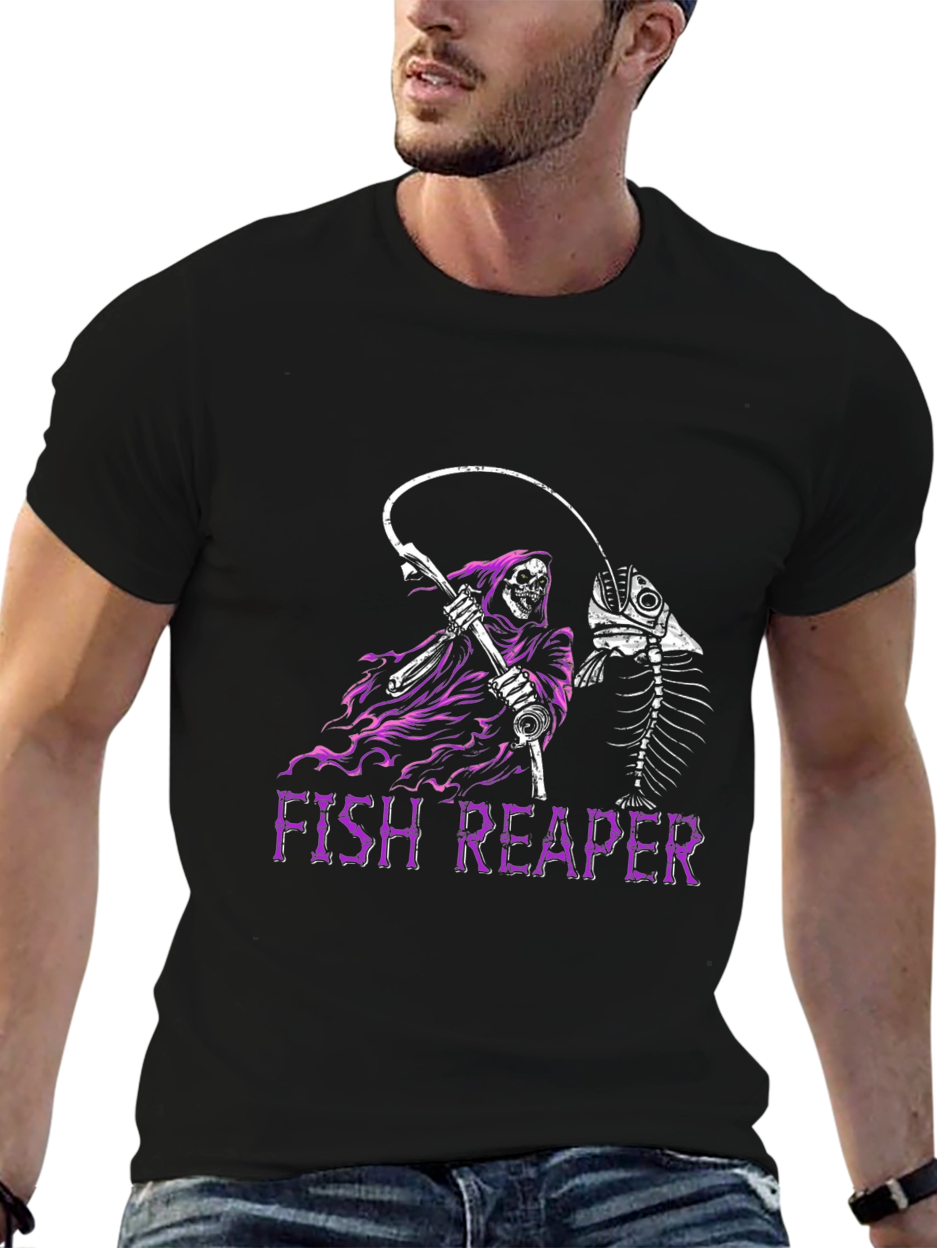 Fish Reaper Graphic T-Shirt - Dark Humor Tee