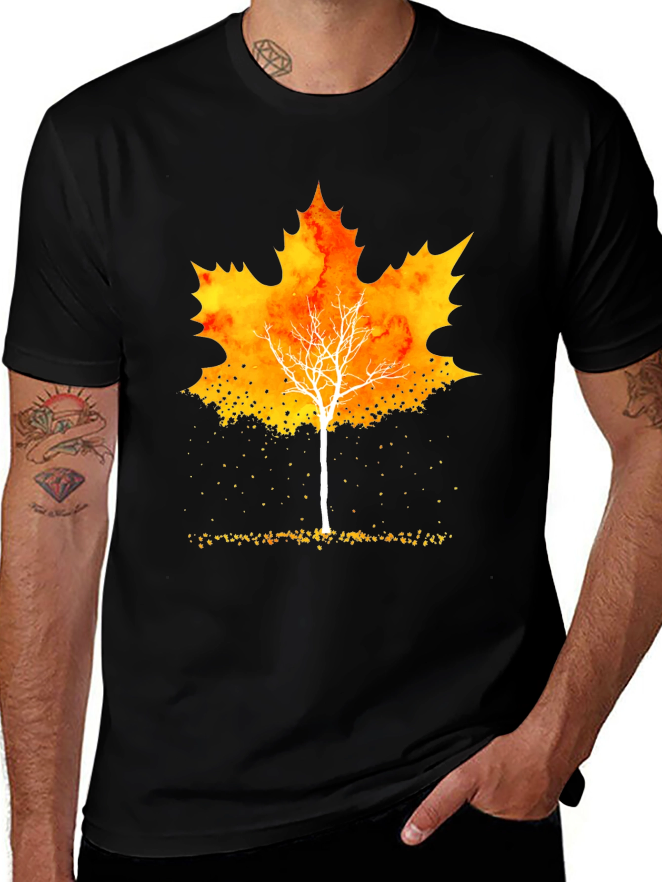 Autumn Leaf Tree Graphic Tee - Stylish Fall Apparel