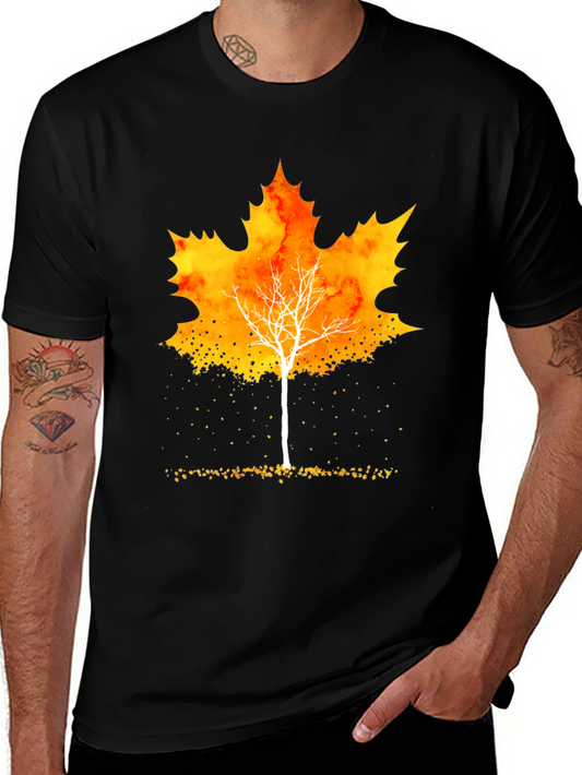 Autumn Leaf Tree Graphic Tee - Stylish Fall Apparel