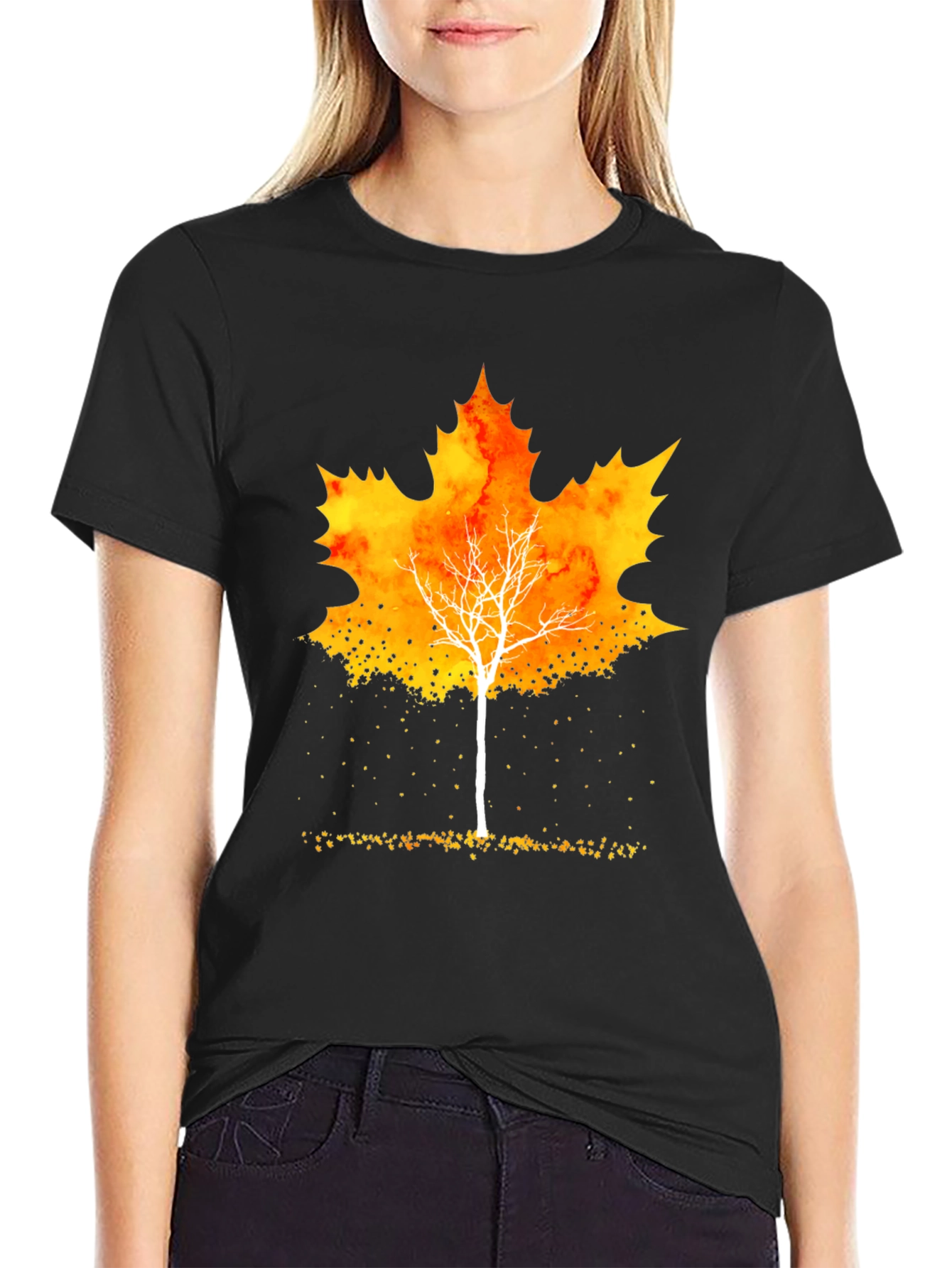 Autumn Leaf Tree Graphic Tee - Stylish Fall Apparel