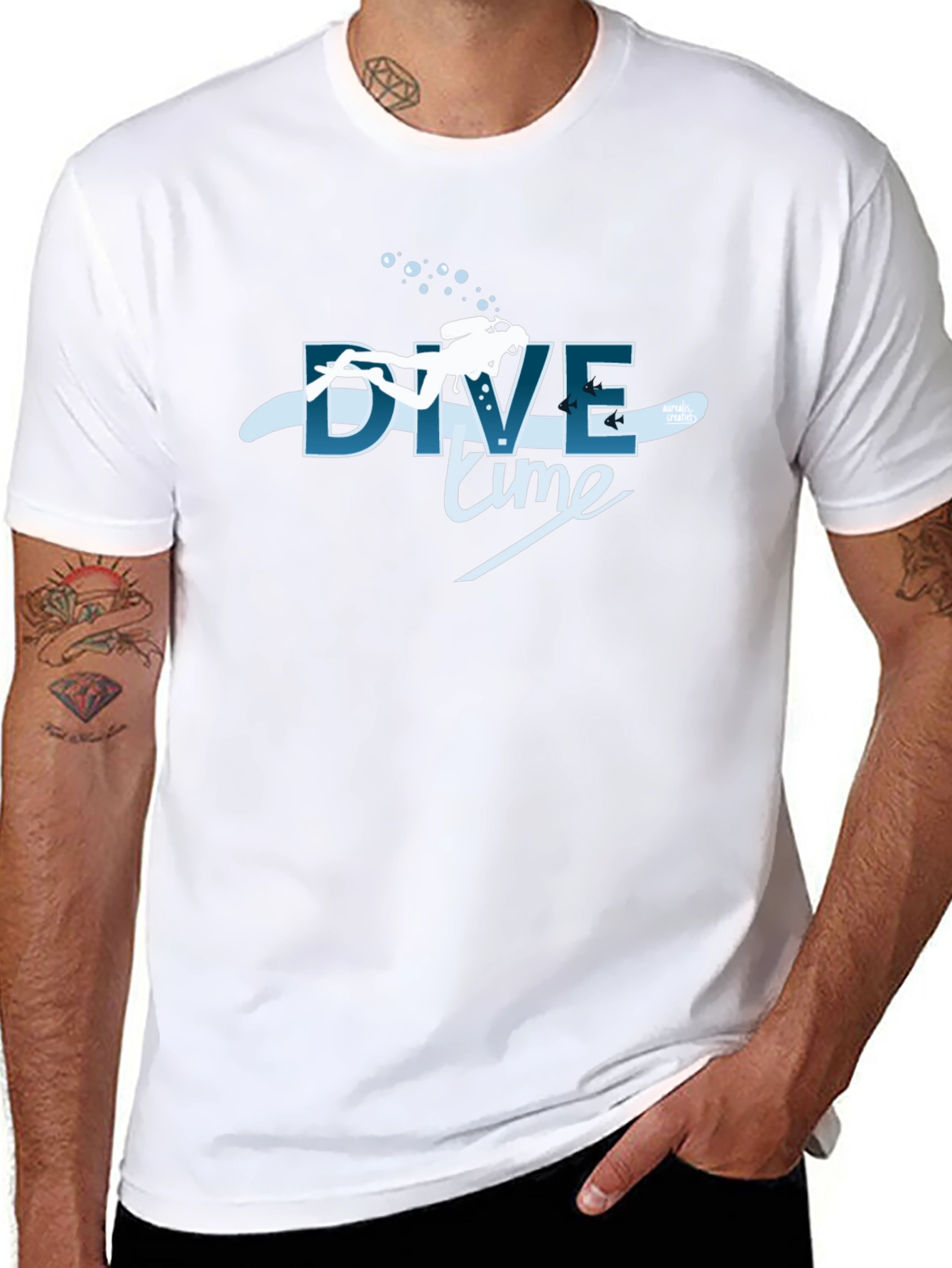 Dive Time Graphic Tee - Black Cotton T-Shirt