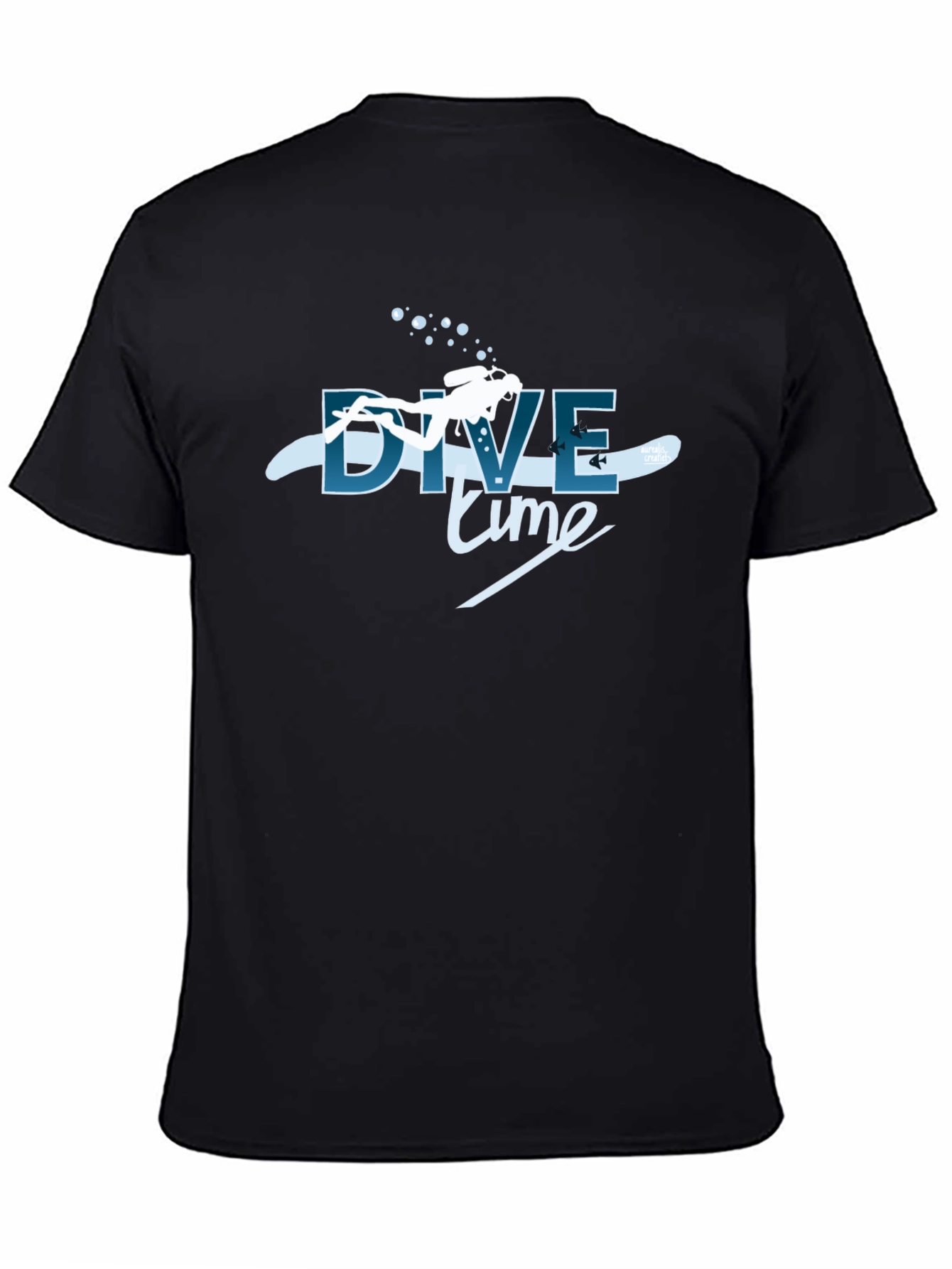 Dive Time Graphic Tee - Black Cotton T-Shirt