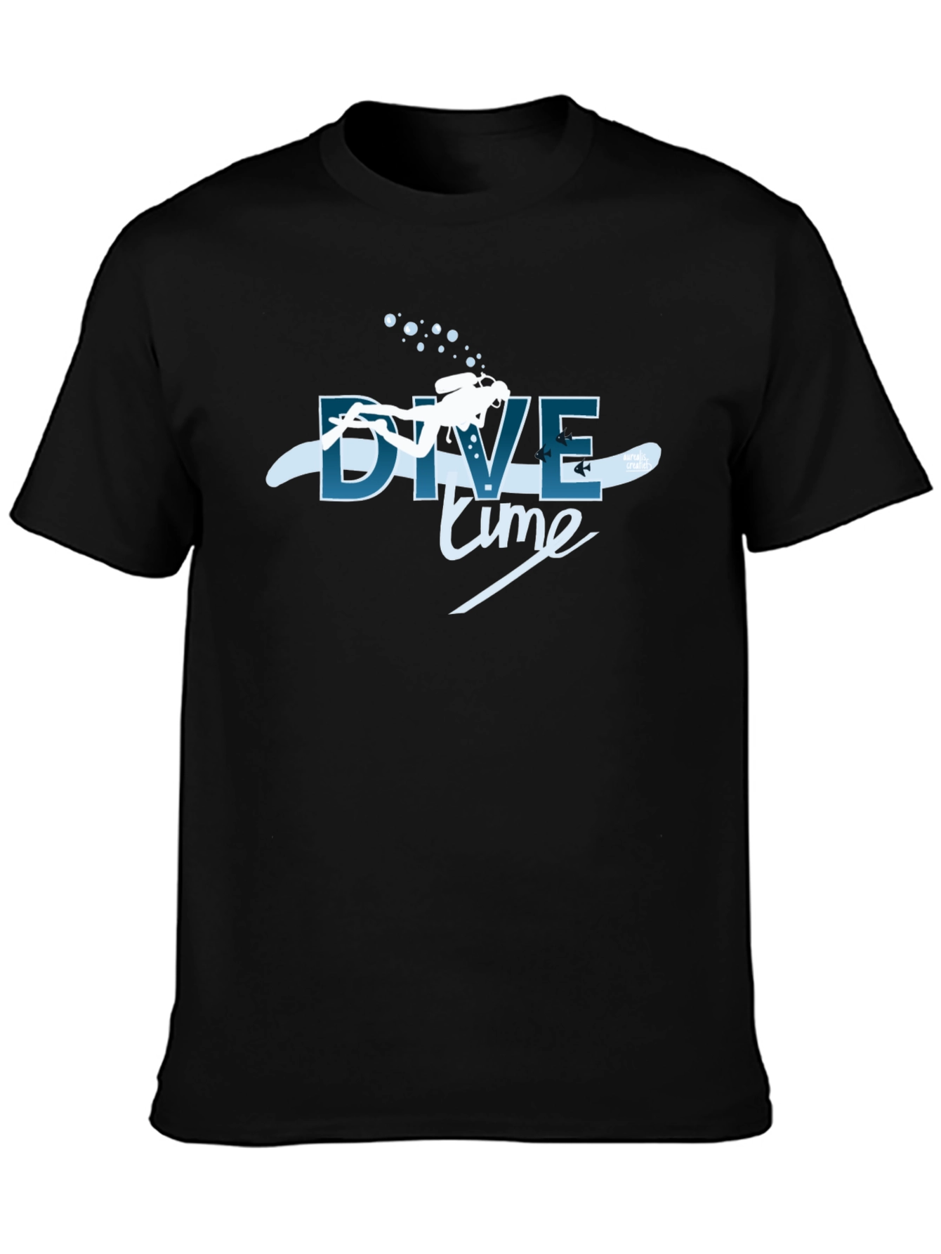 Dive Time Graphic Tee - Black Cotton T-Shirt