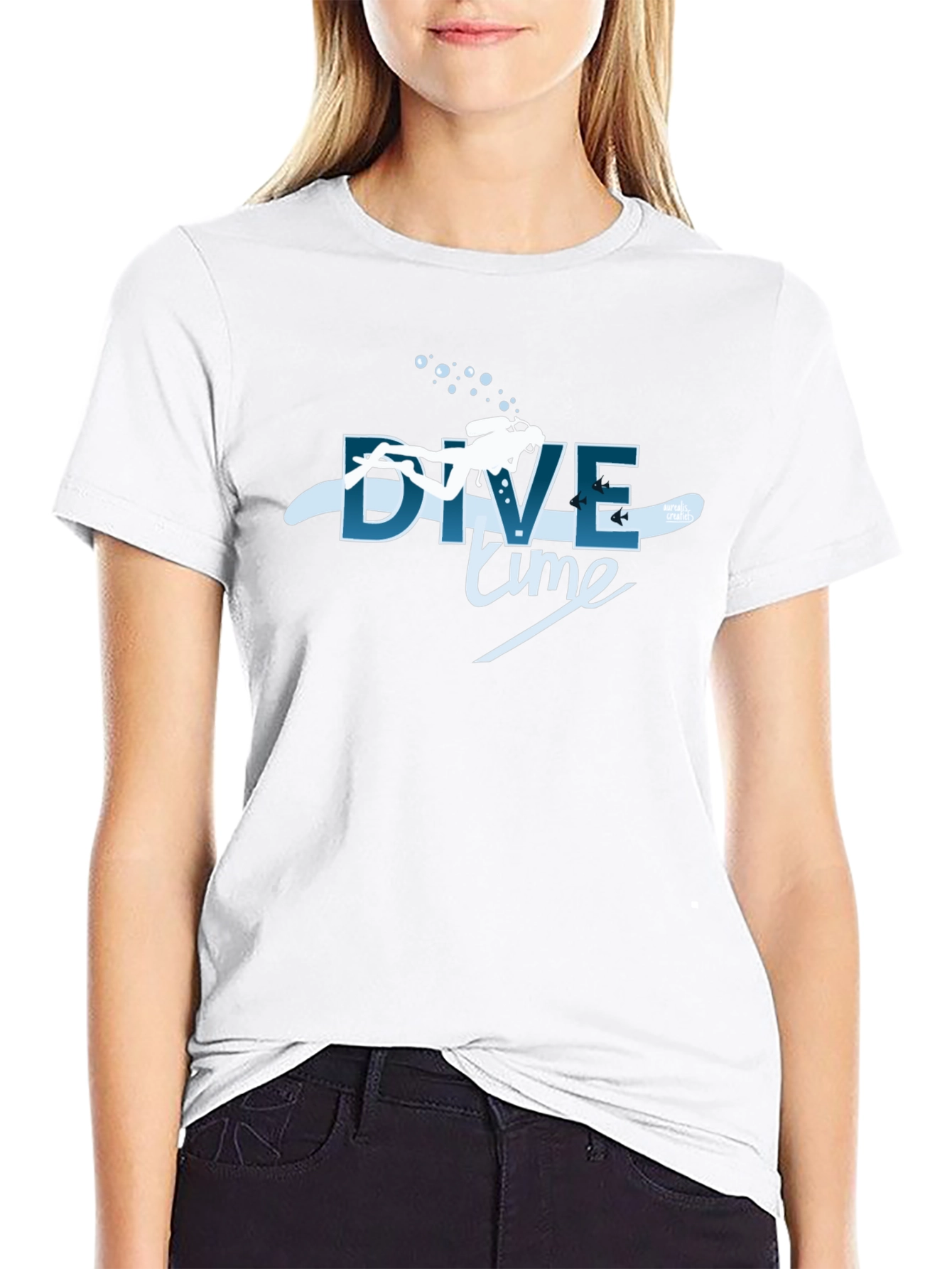 Dive Time Graphic Tee - Black Cotton T-Shirt