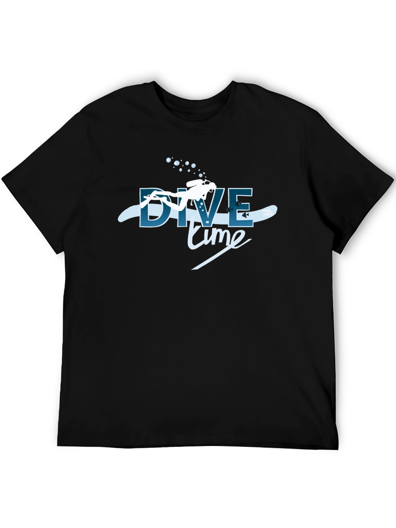 Dive Time Graphic Tee - Black Cotton T-Shirt