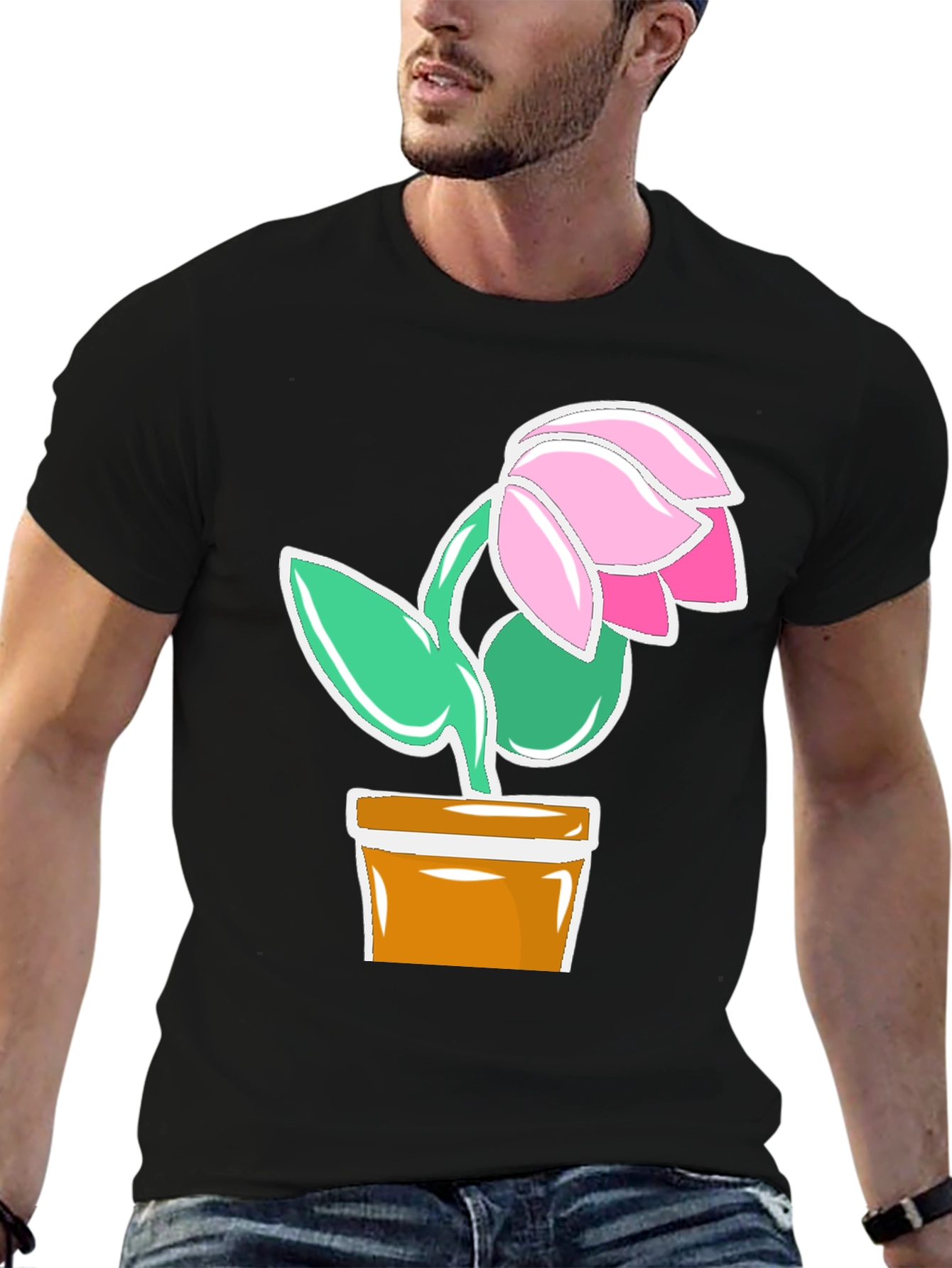 Floral Potted Plant Graphic T-Shirt