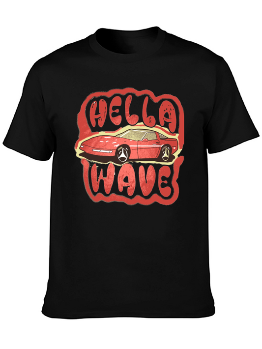 Hella Wave Car Graphic T-Shirt - Black