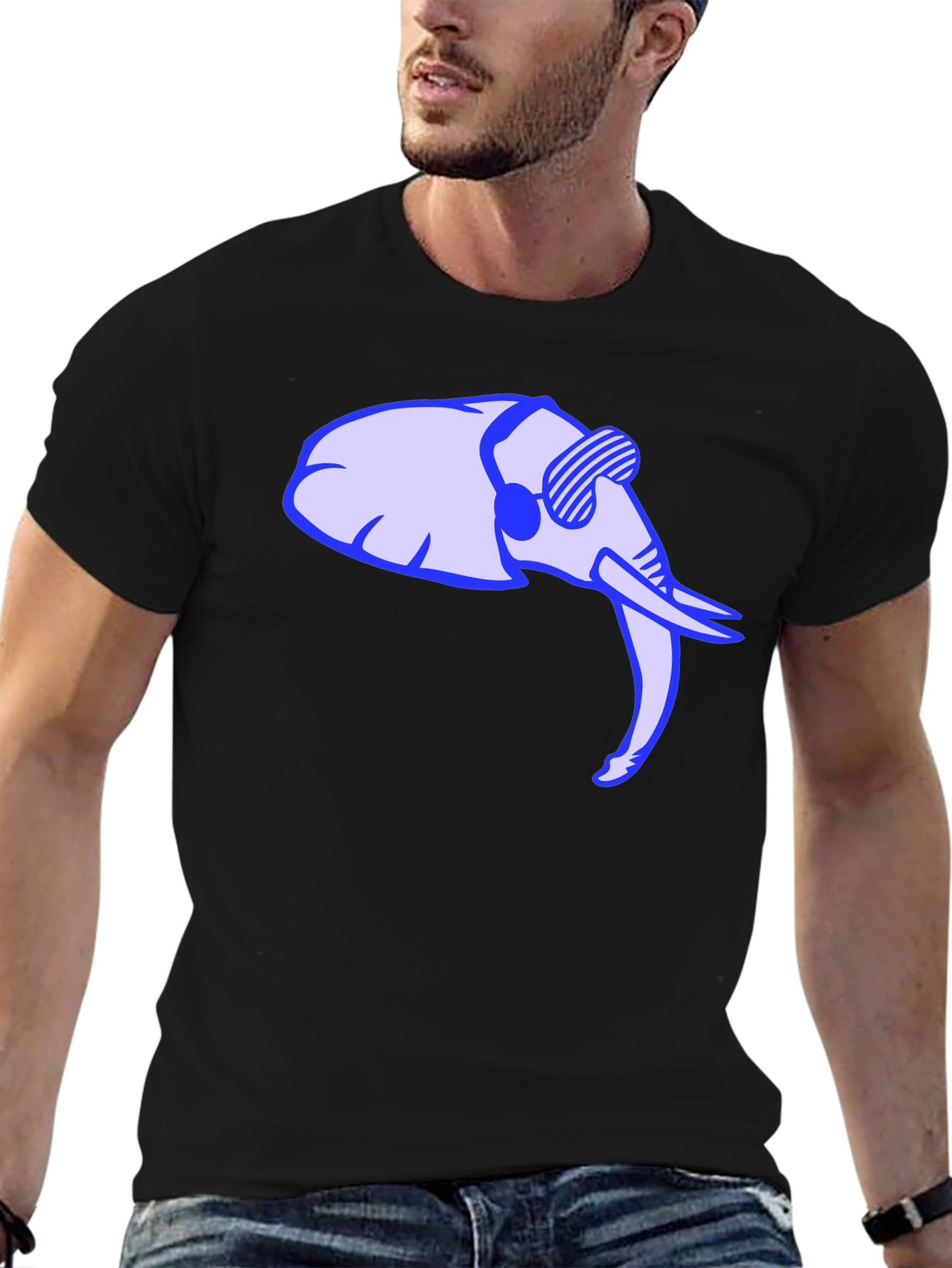 Cool Elephant Graphic Tee - Black Cotton Shirt