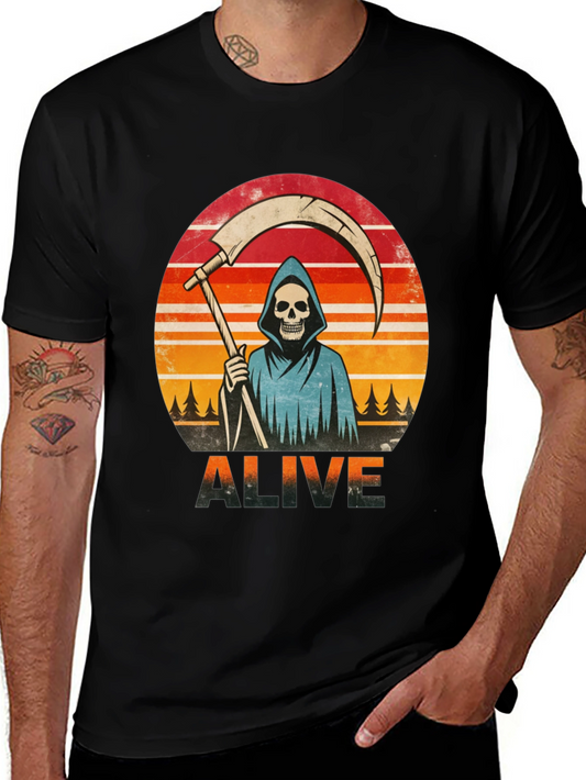 Alive Grim Reaper Graphic T-Shirt