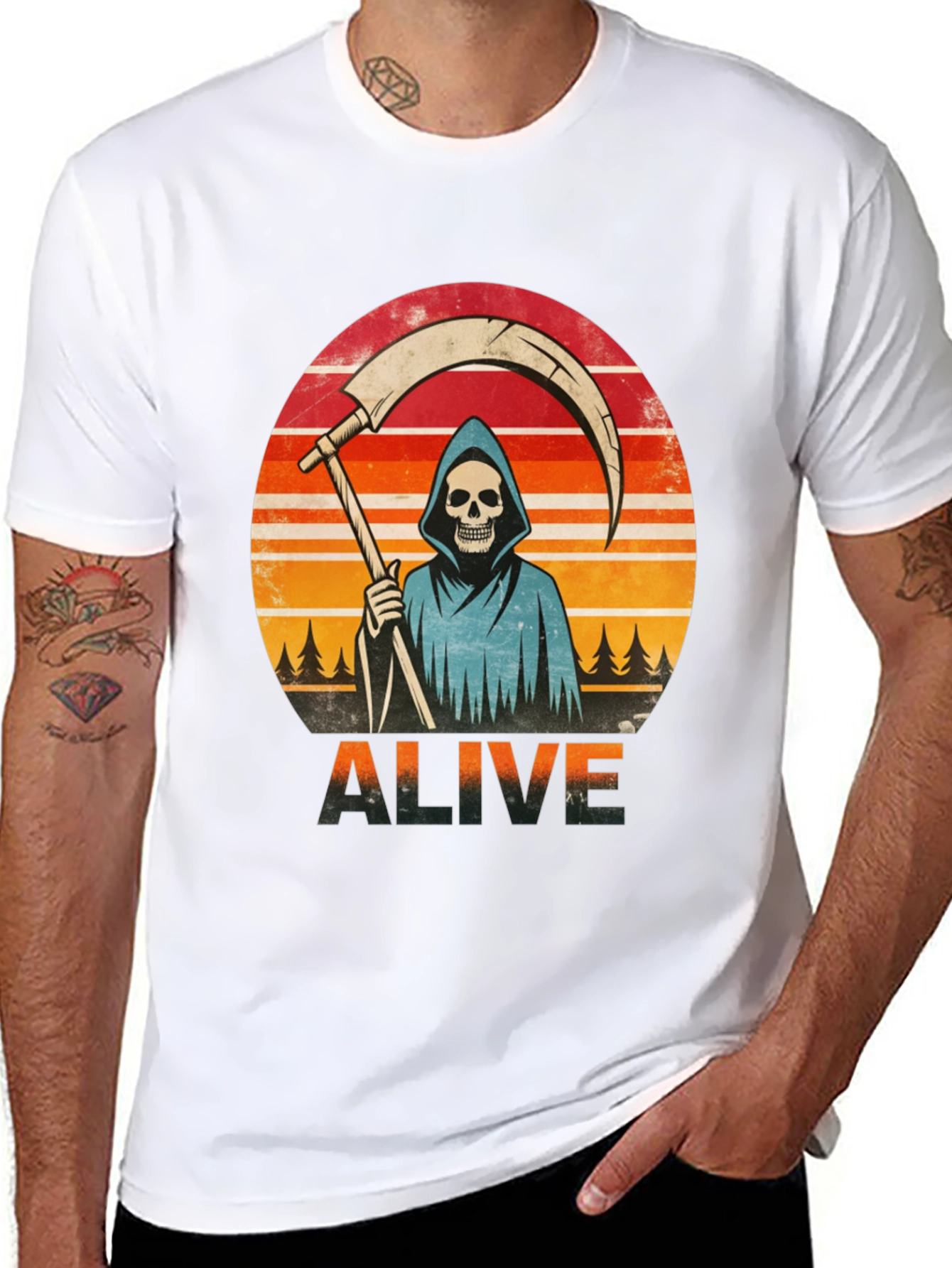 Alive Grim Reaper Graphic T-Shirt