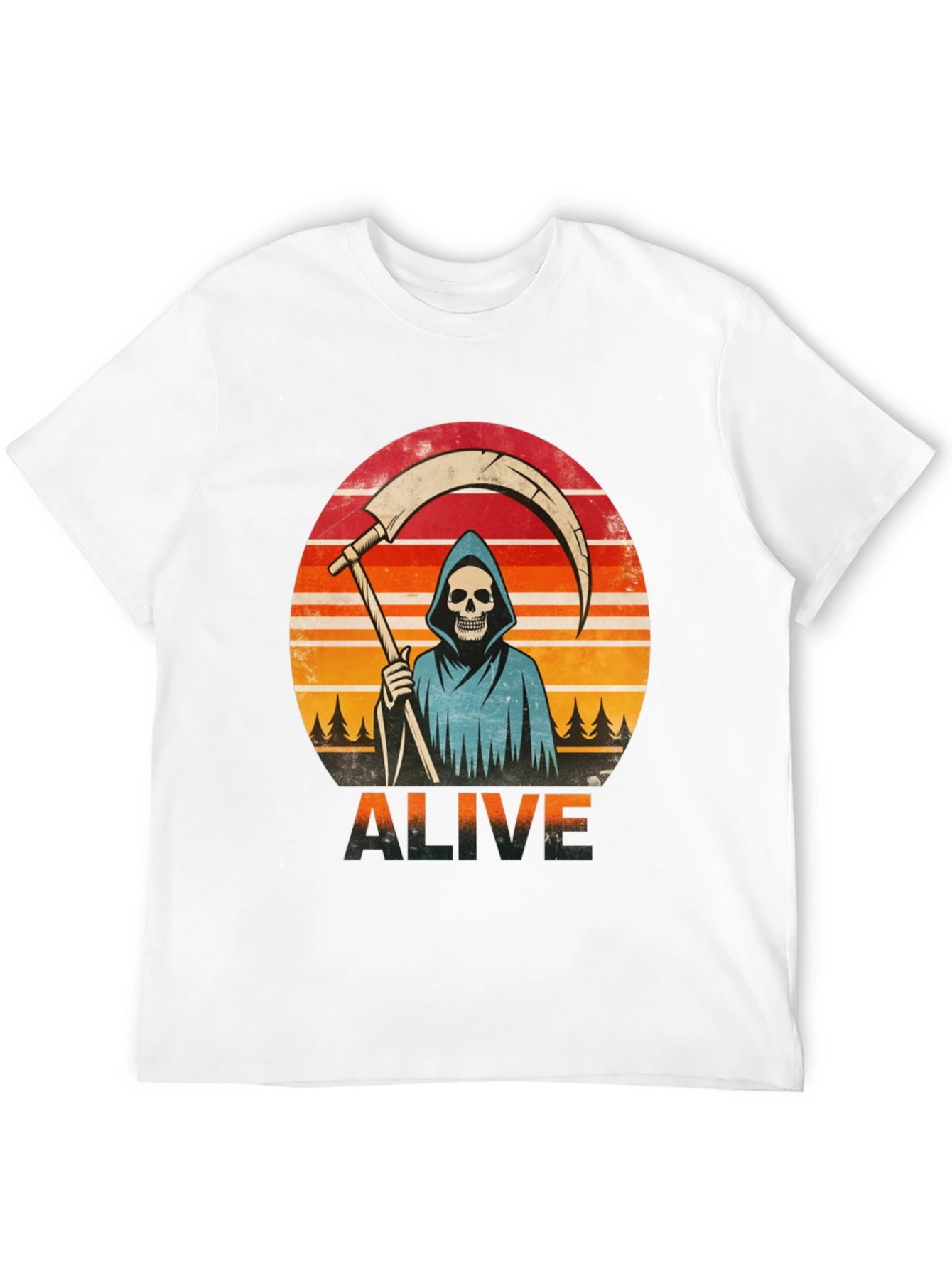 Alive Grim Reaper Graphic T-Shirt