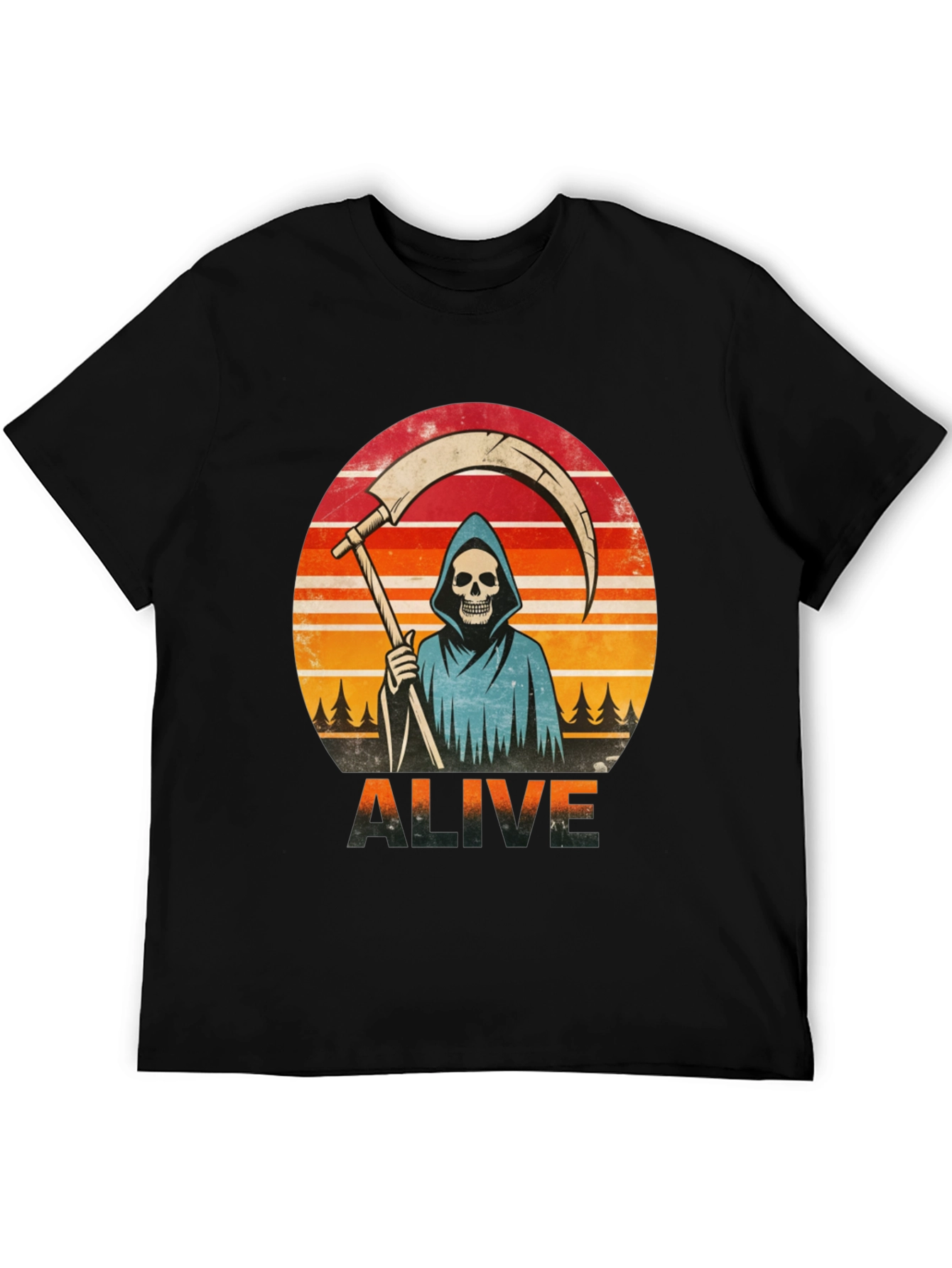 Alive Grim Reaper Graphic T-Shirt