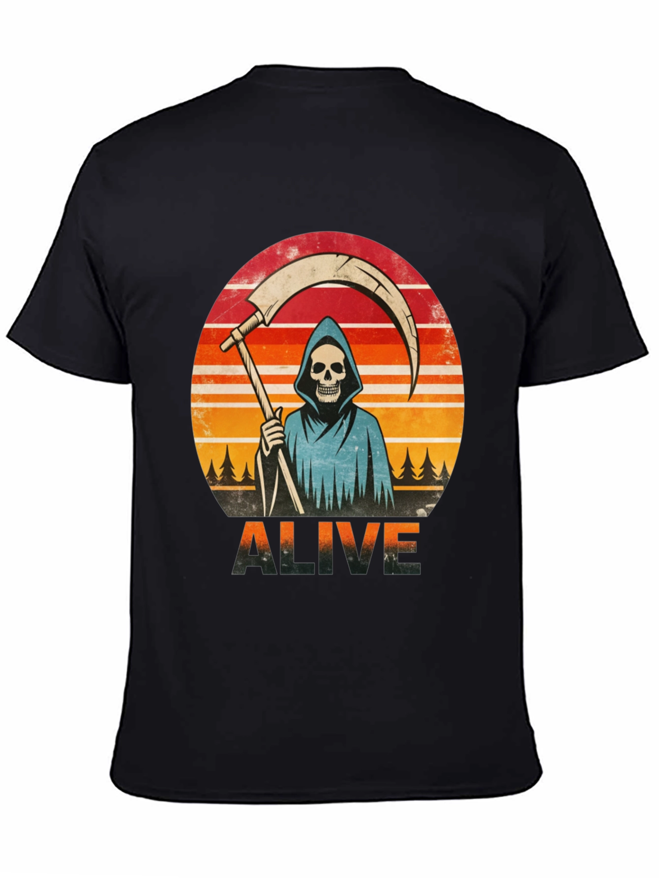 Alive Grim Reaper Graphic T-Shirt