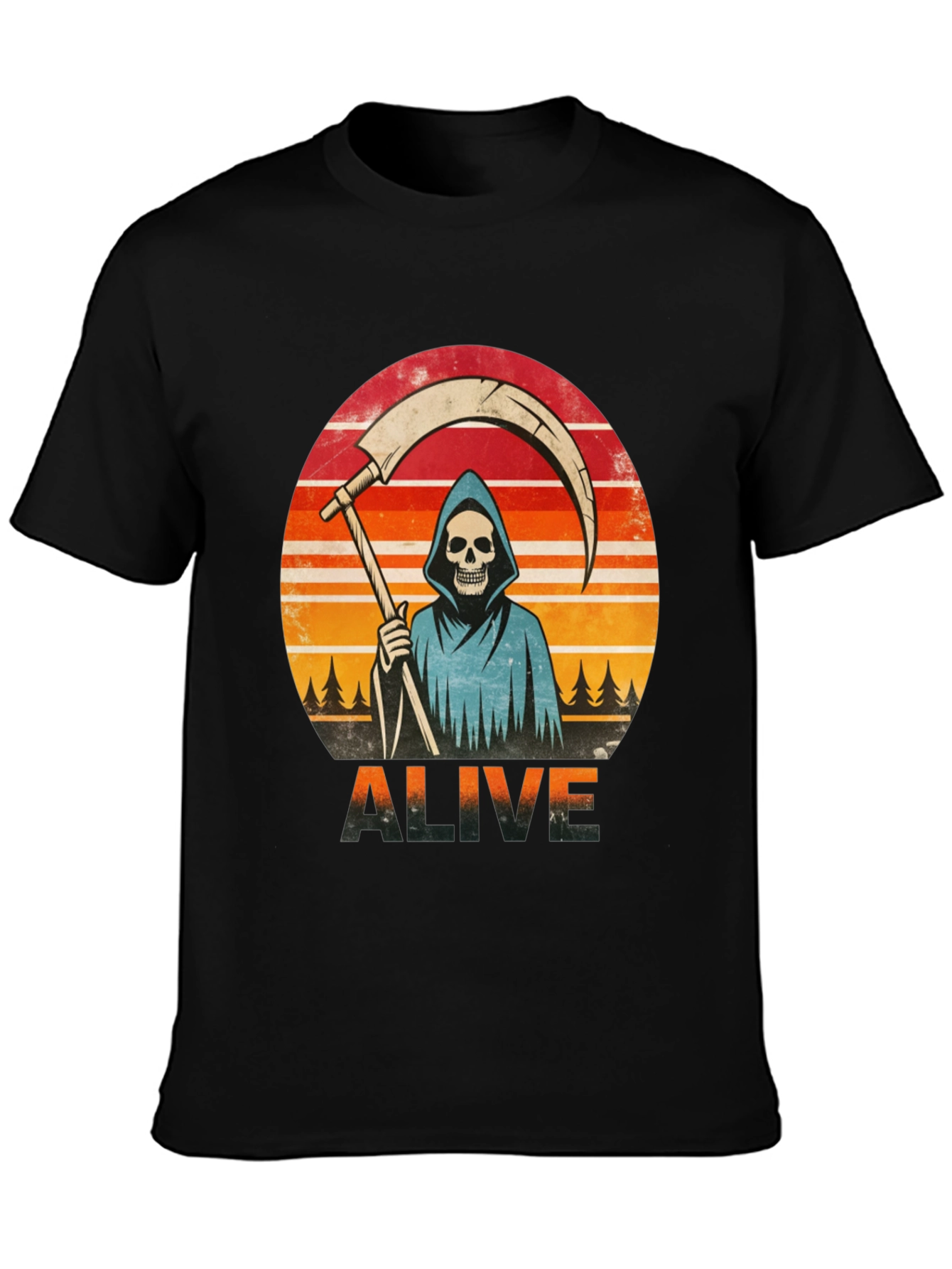 Alive Grim Reaper Graphic T-Shirt