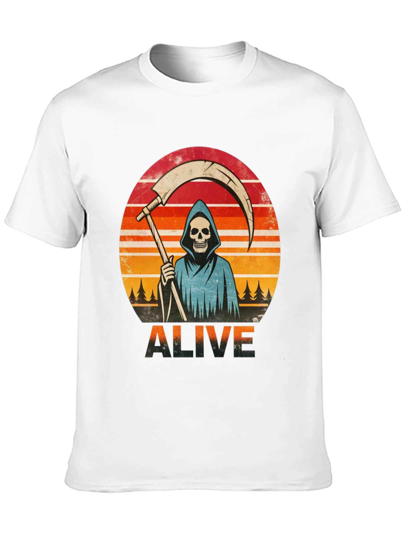 Alive Grim Reaper Graphic T-Shirt
