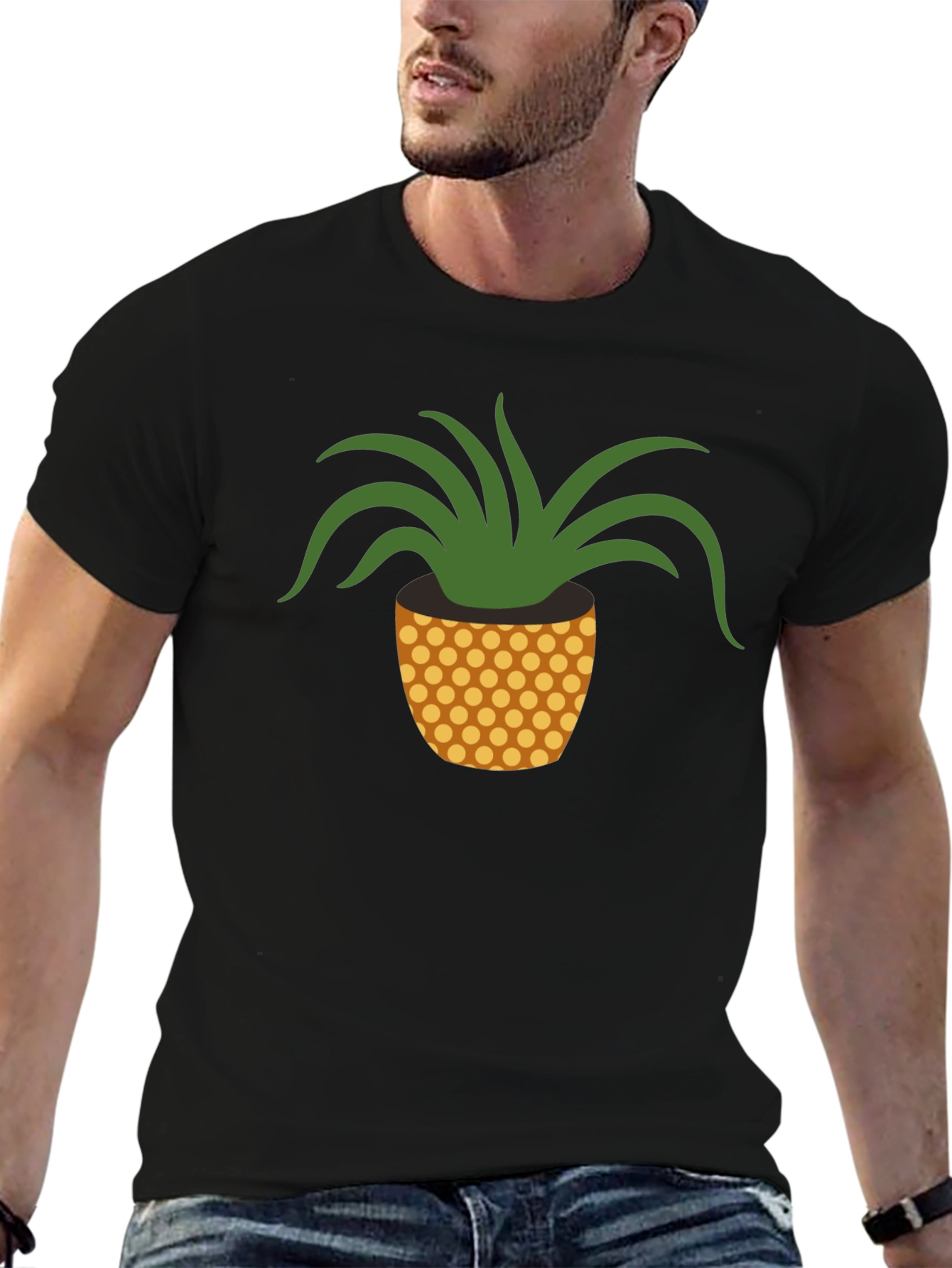 Pineapple Plant Graphic Tee - Black