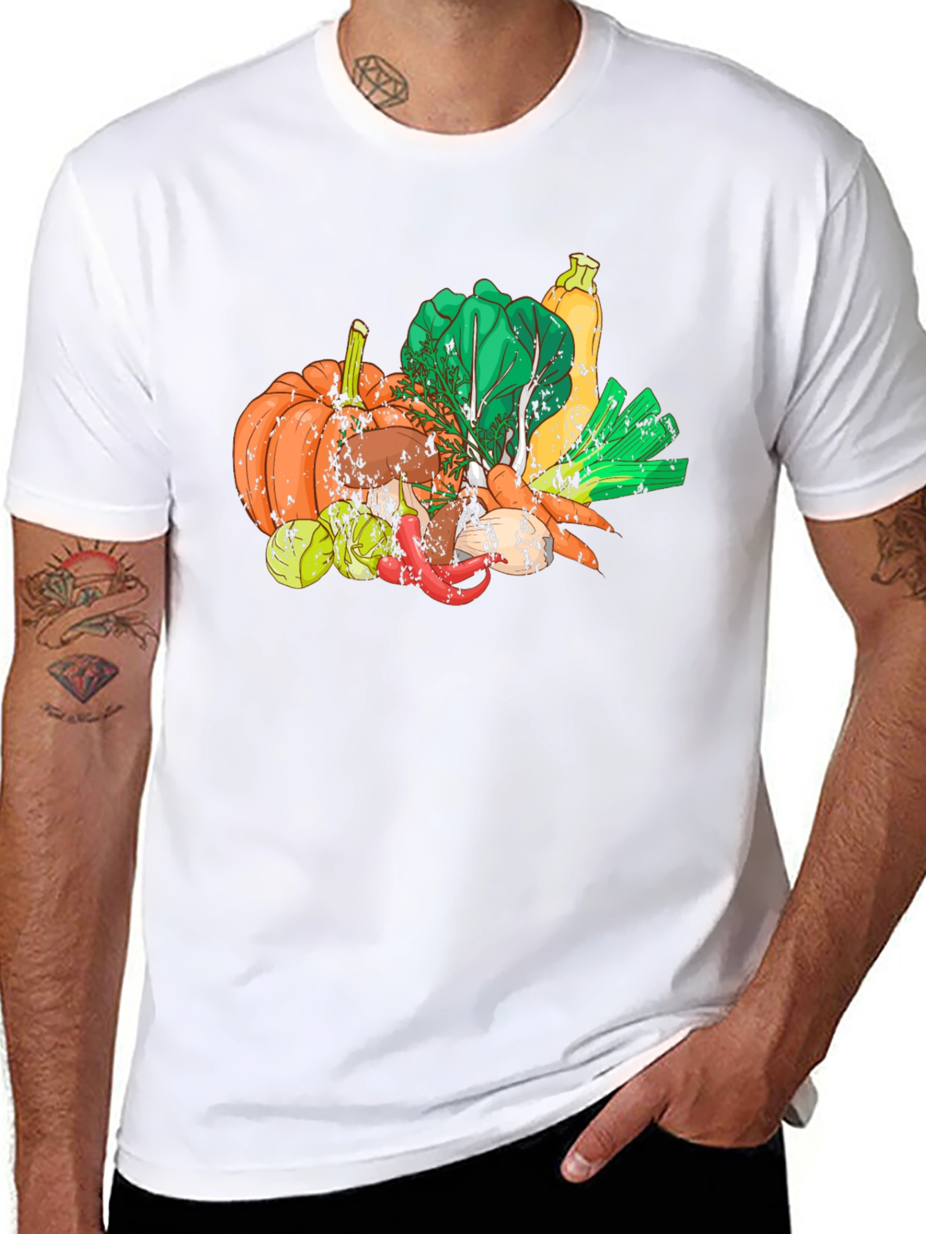 Vegetable Medley Graphic Black T-Shirt