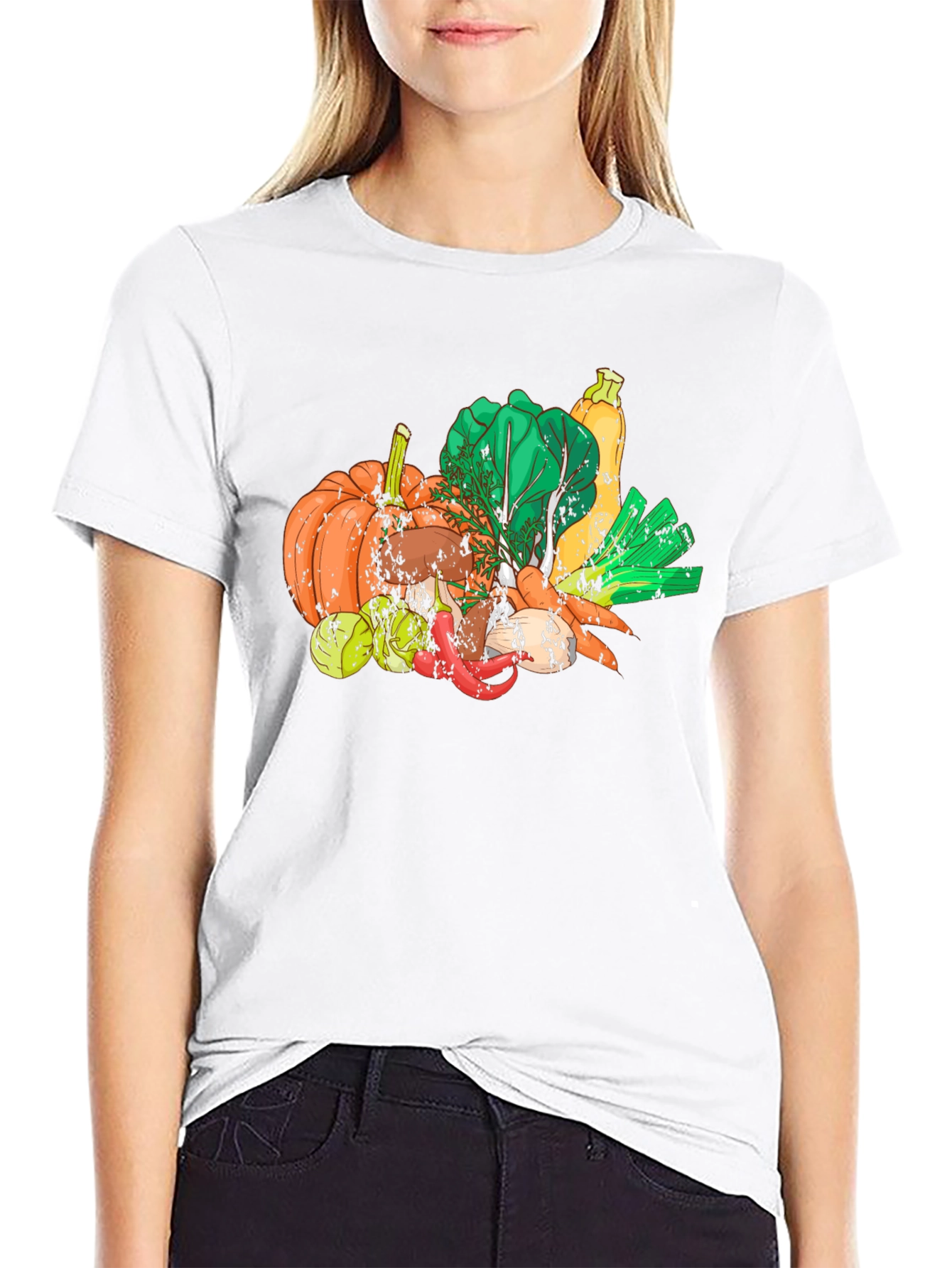 Vegetable Medley Graphic Black T-Shirt