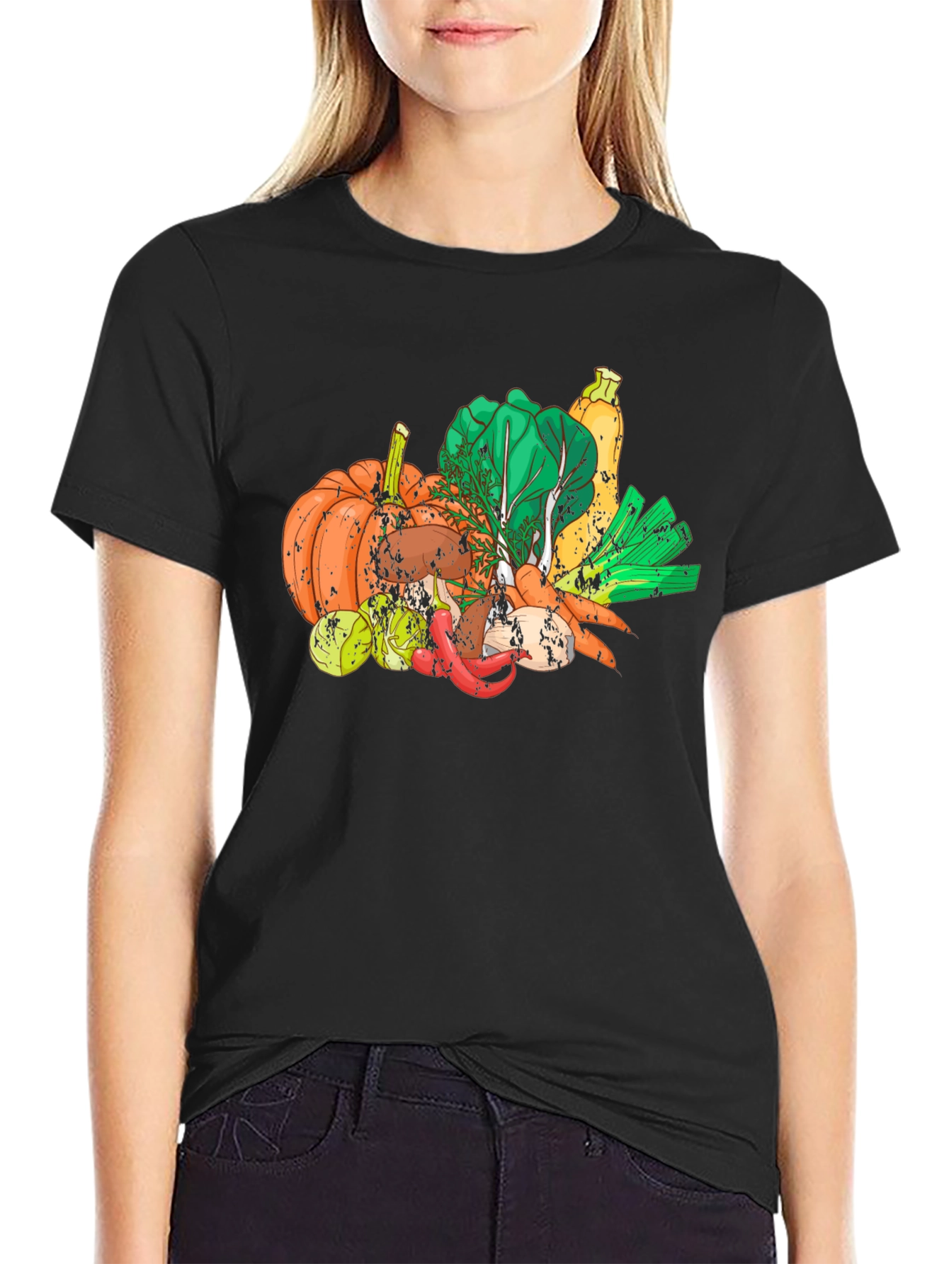 Vegetable Medley Graphic Black T-Shirt