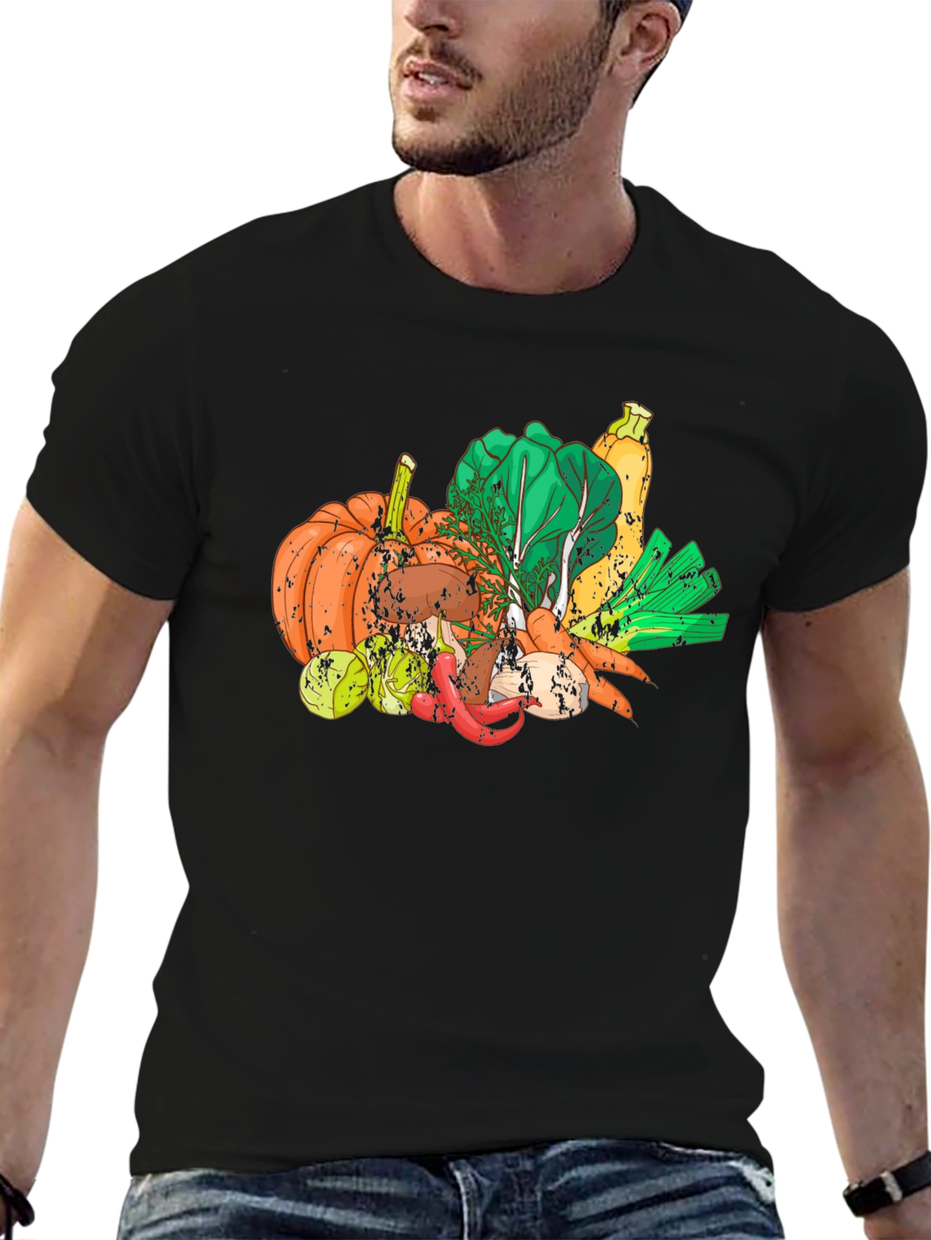 Vegetable Medley Graphic Black T-Shirt