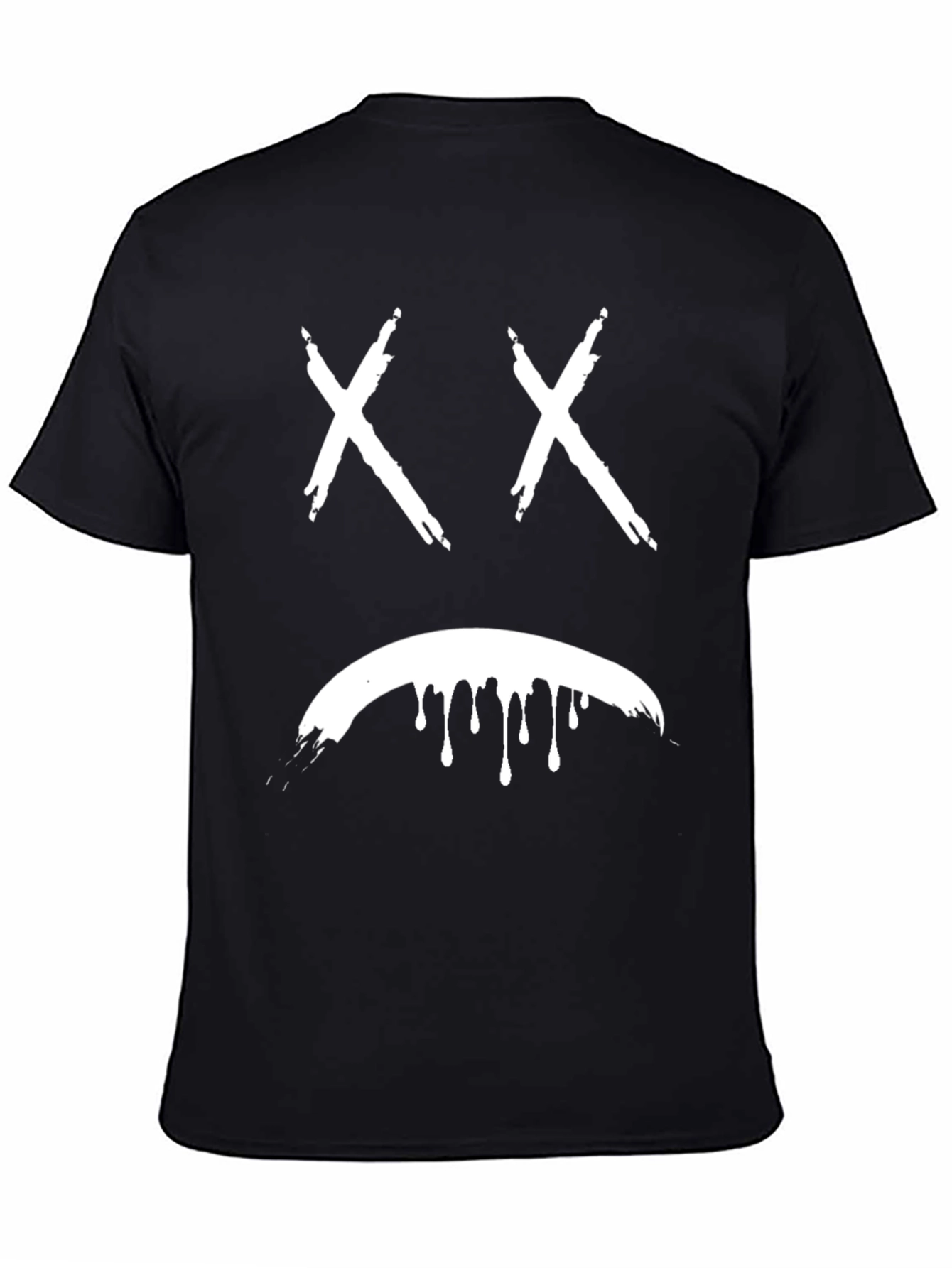 Sad Face Graphic Tee - Black Cotton Blend