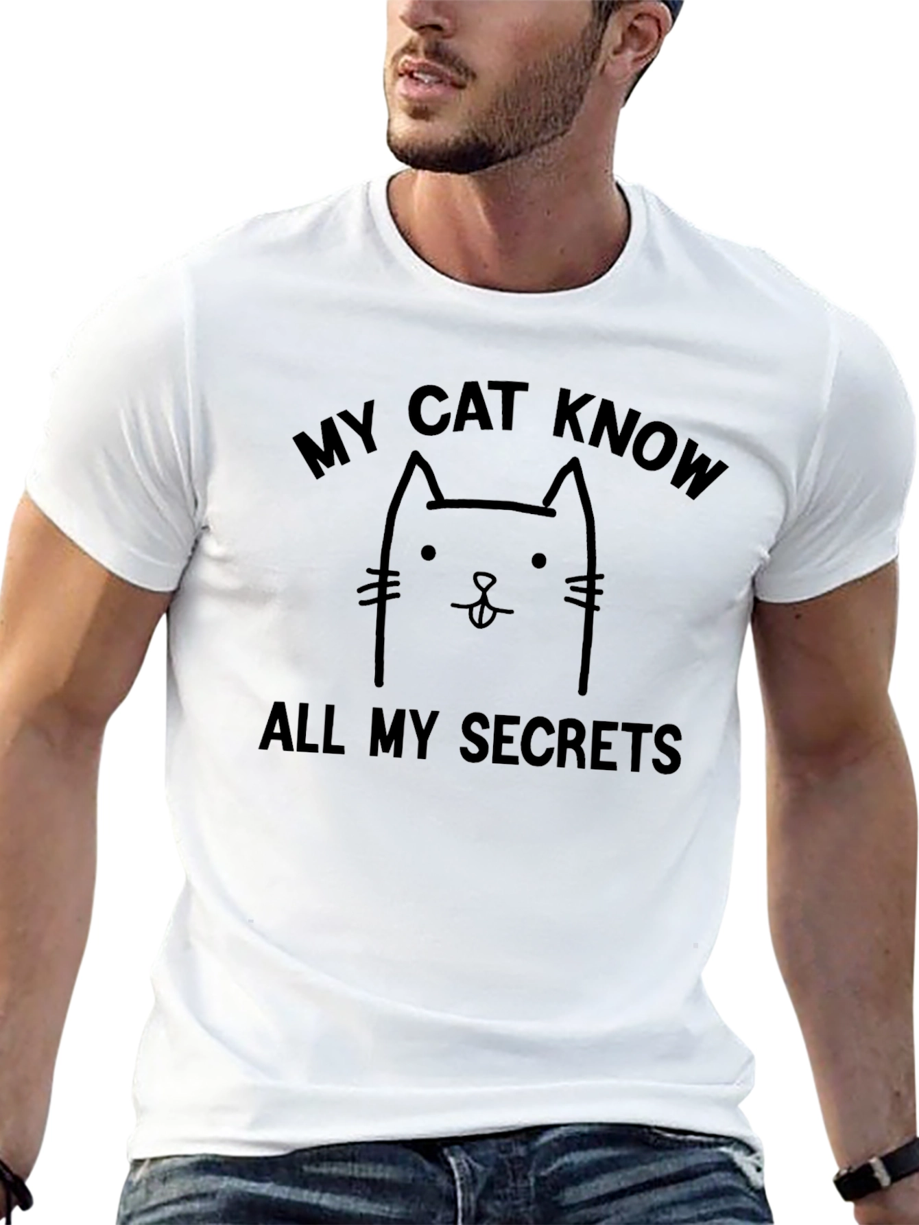 My Cat Knows All My Secrets Black Graphic Tee