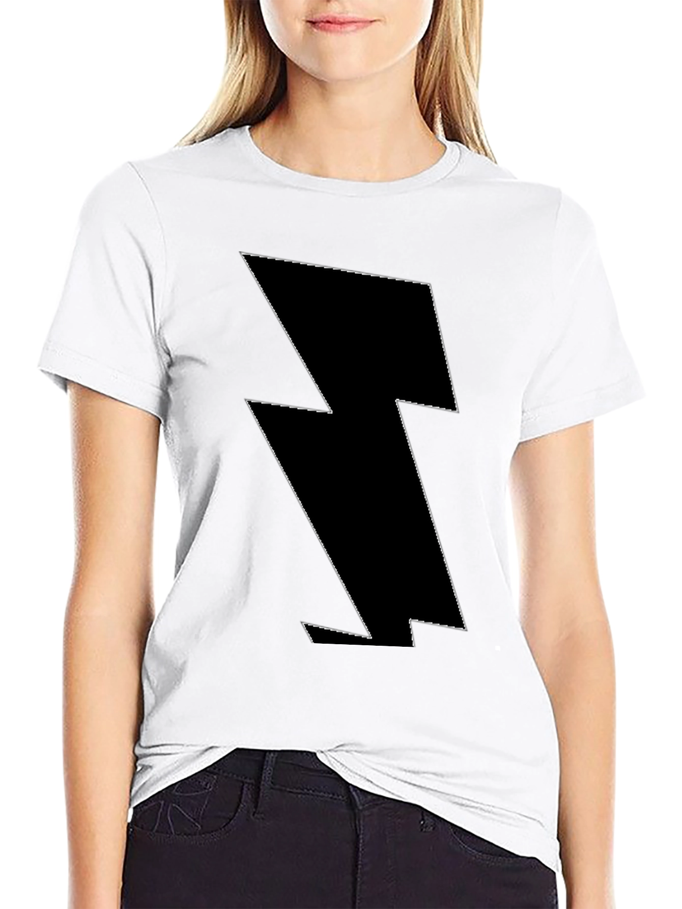 Lightning Bolt Graphic Tee - Bold Black Cotton T-Shirt