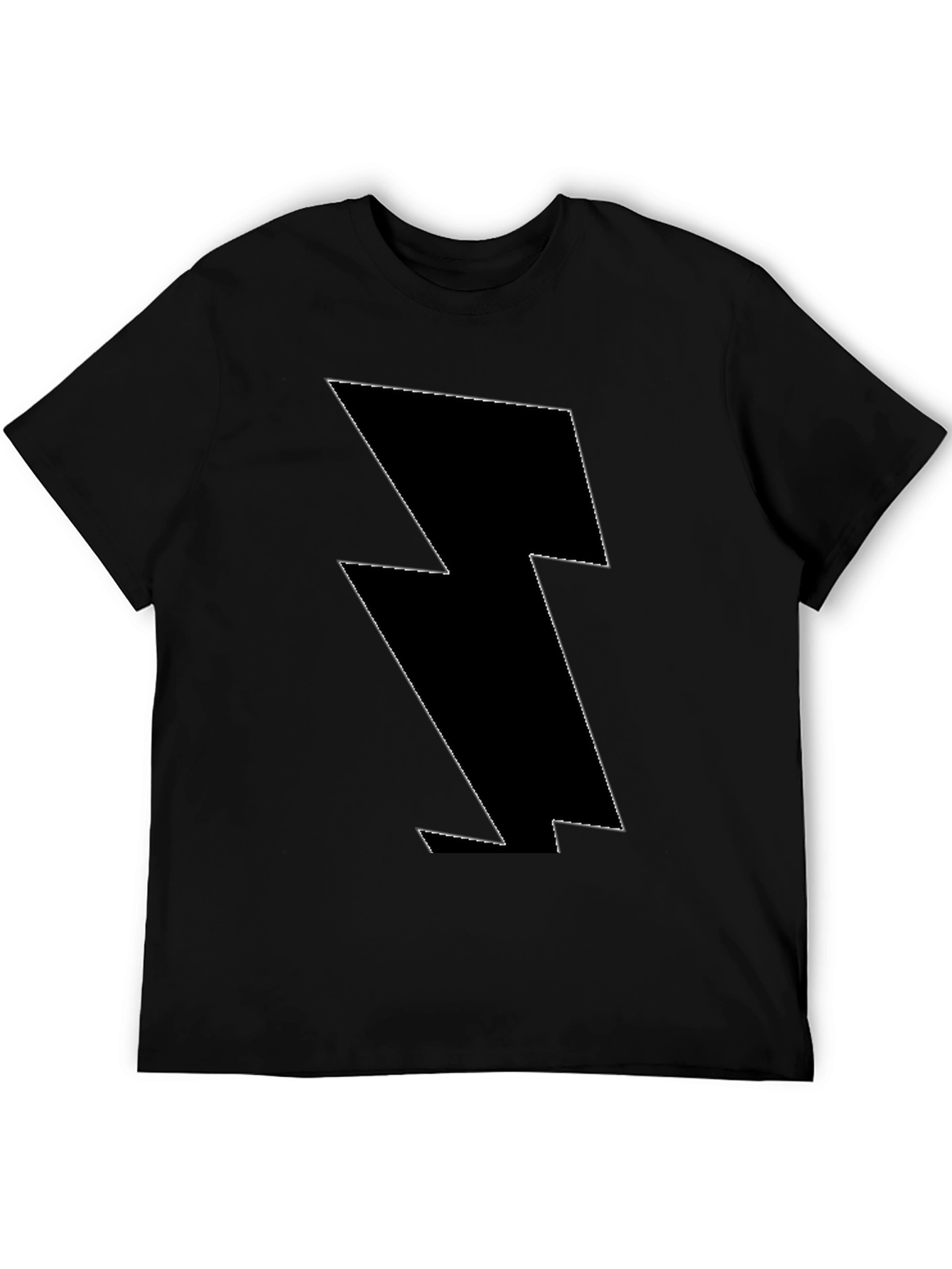 Lightning Bolt Graphic Tee - Bold Black Cotton T-Shirt