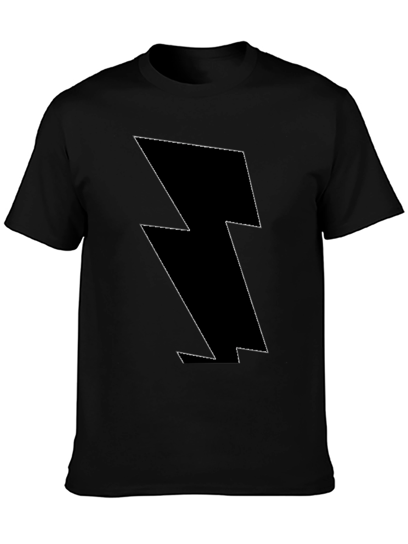 Lightning Bolt Graphic Tee - Bold Black Cotton T-Shirt